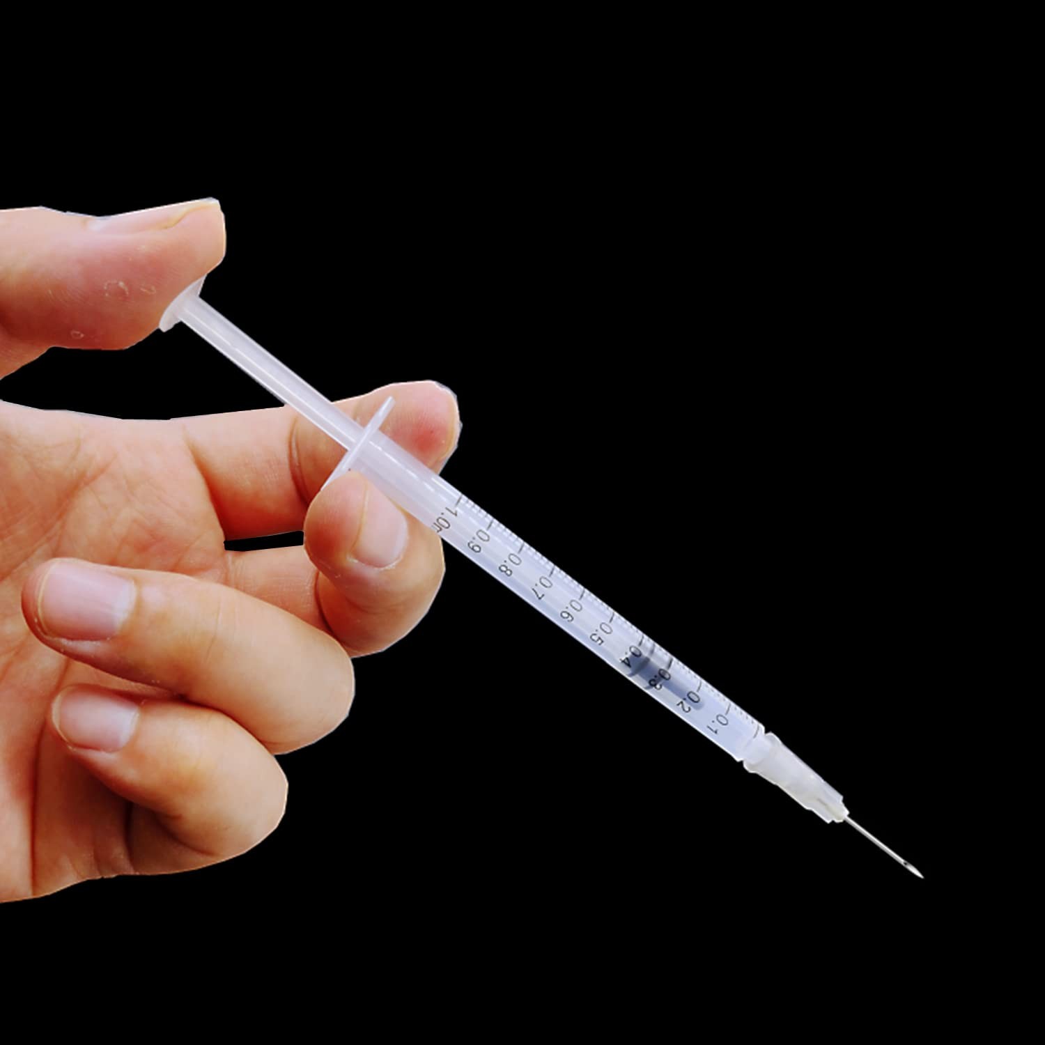25 Pack 1ml Plastic Syringes with 27Ga 1/2 Inch Individually Wrapped, clear