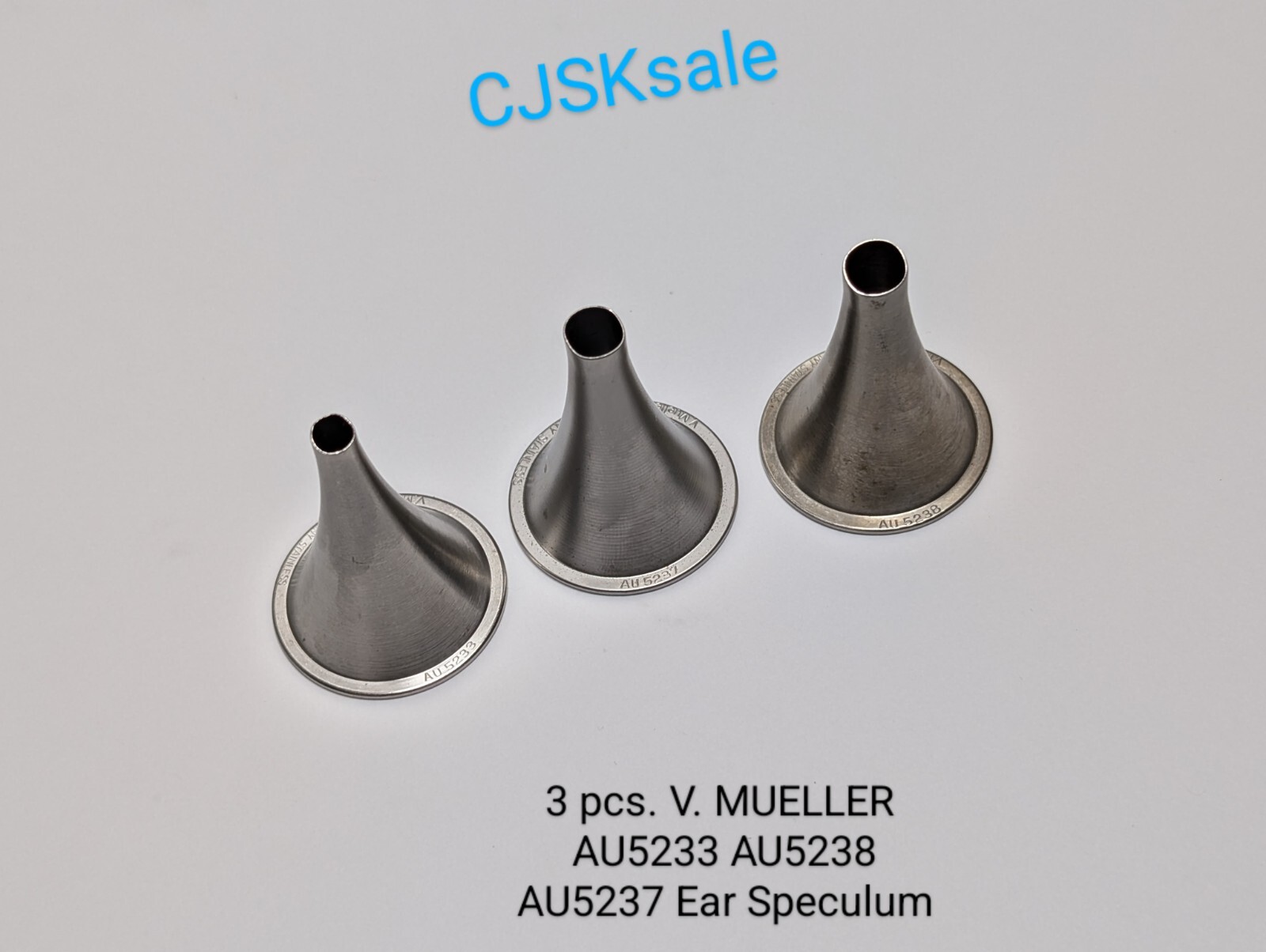 3 pcs. V. MUELLER AU5233 AU5238 AU5237 Ear Speculum Made In Germany (USED).
