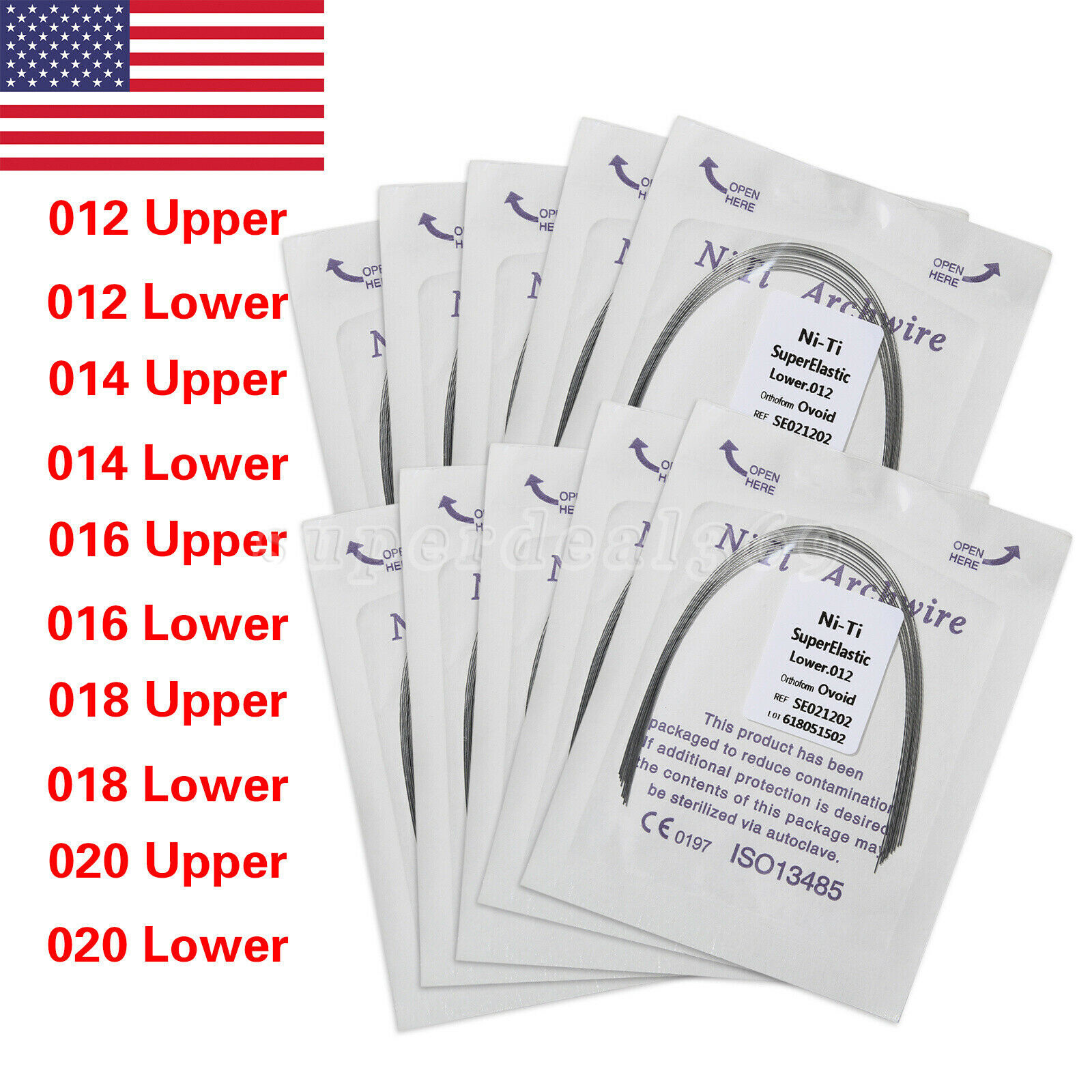 100pcs Dental Orthodontic Super Elastic Niti Arch Wire Round Ovoid Form 10 bags