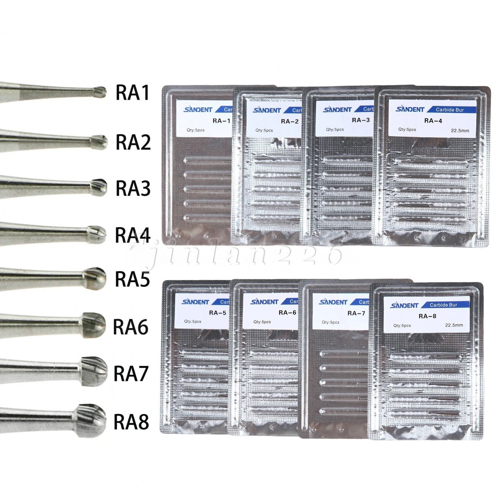 5-100 Dental Carbide Round Burs Regular Length Latch Burs Low Speed RA 2 4 6