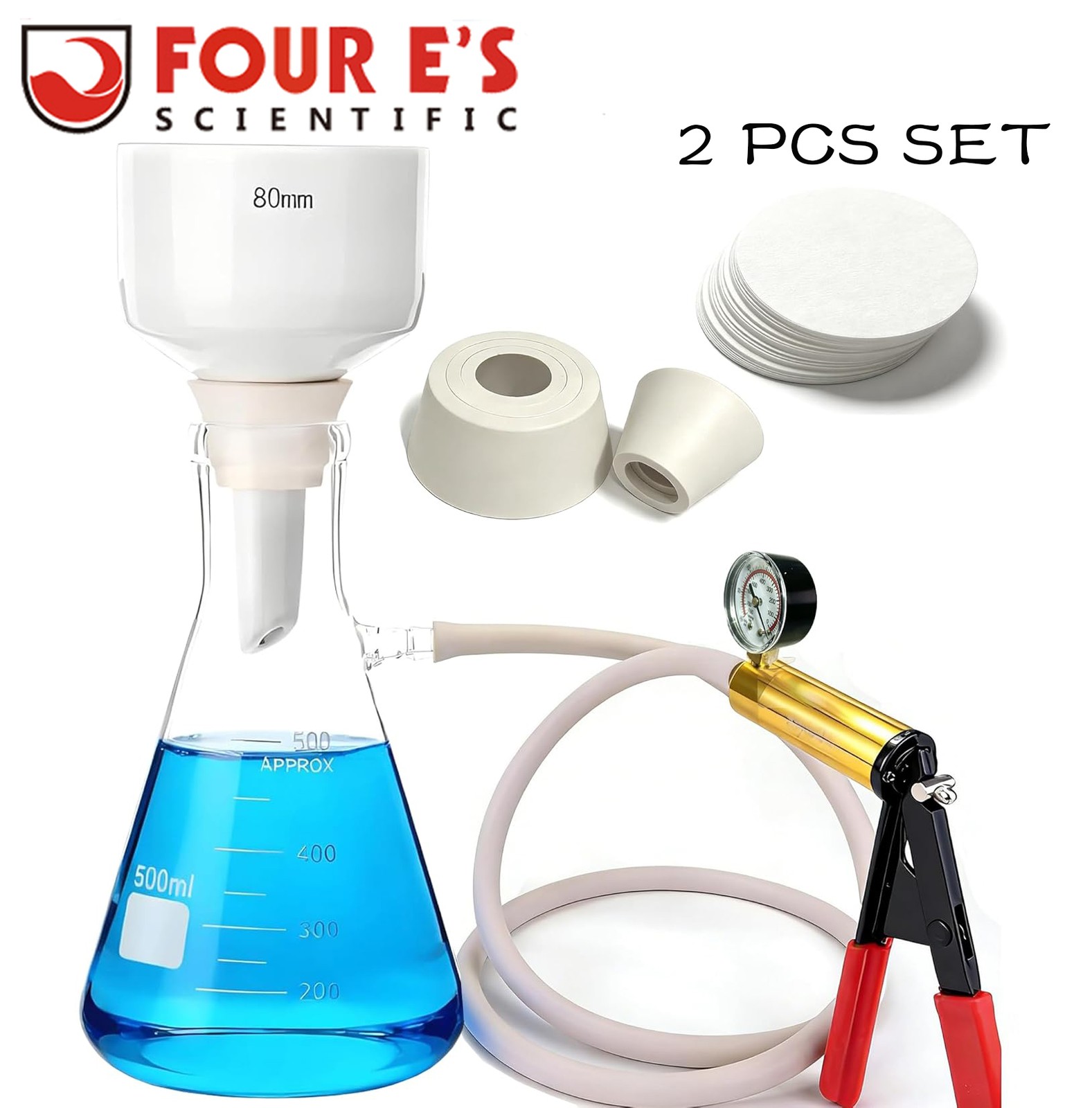 5000mL Buchner Lab Funnel Filtering Kit w/ Filter Flask,Lab Handheld Vacuum Pump