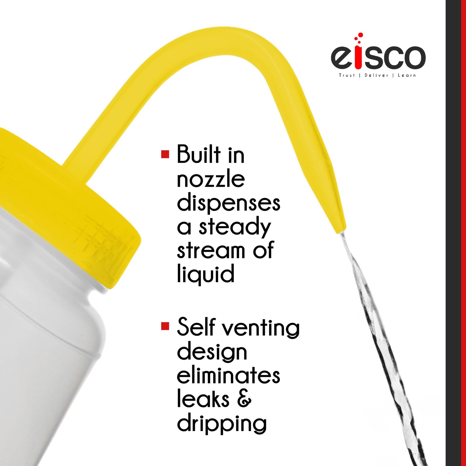 EISCO Wash Bottle for Isopropanol, 500ml – Labeled with 16.9 Ounces, 4 Color