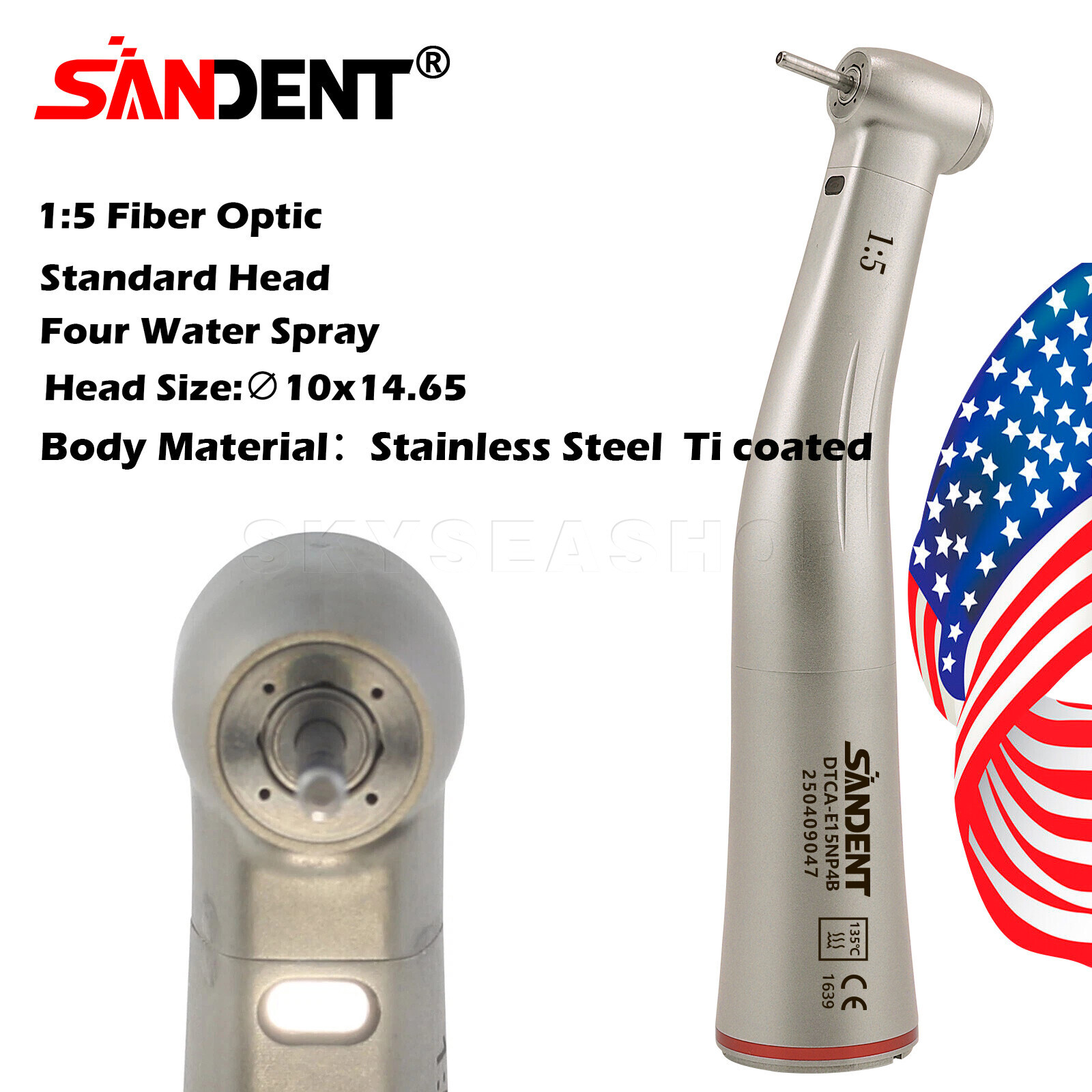 SANDENT 20:1 1:1 1:5 LED Fiber Optic Contra Angle Handpiece