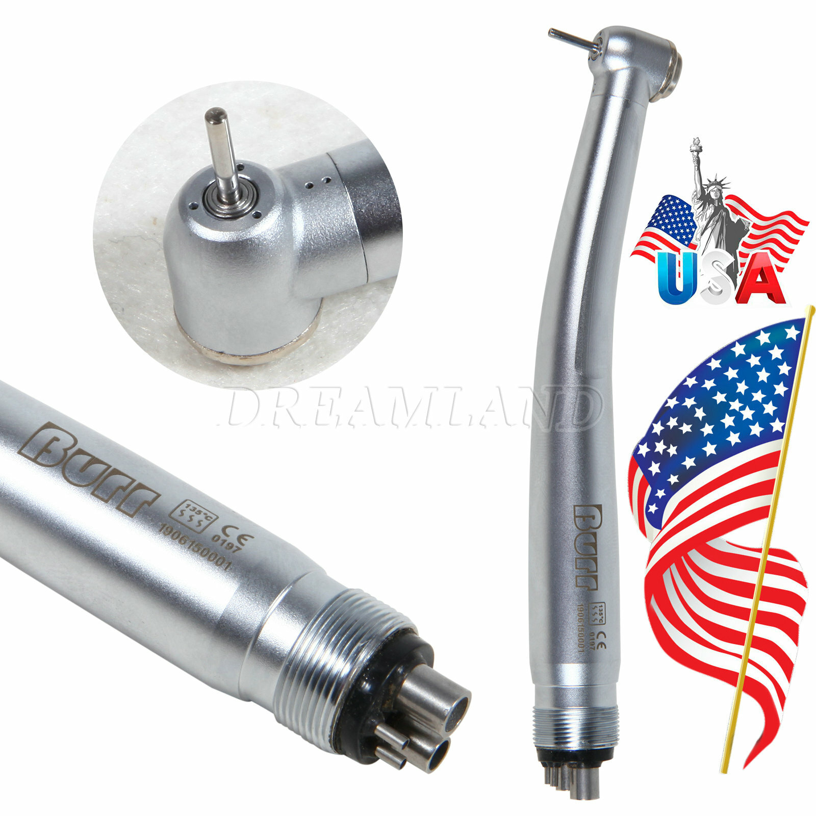 Push Dental High Speed Handpiece 4Hole Air Turbine Clean Head fit NSK