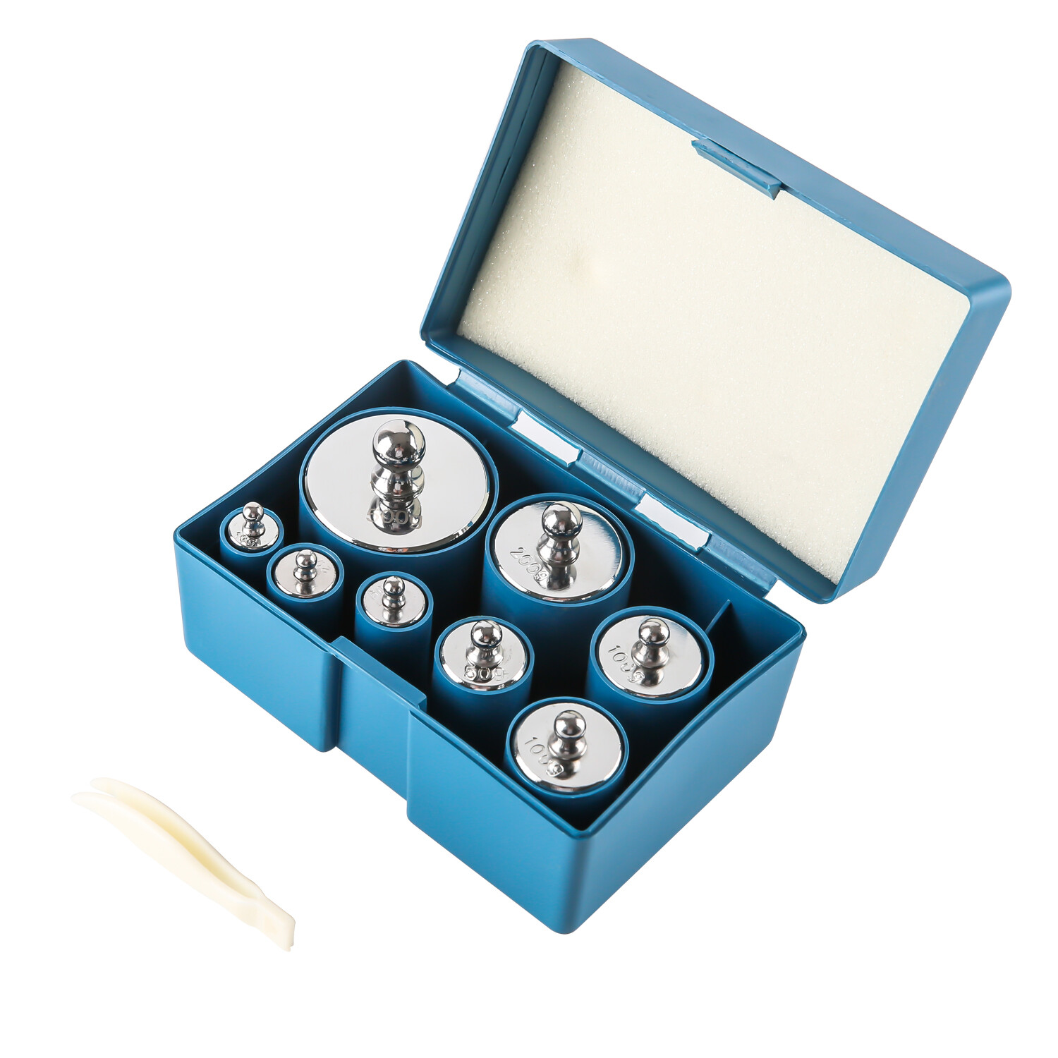 8 pcs calibration weight set 10g 20g 50g 100g 200g 500g – 1000g 1Kg total weight