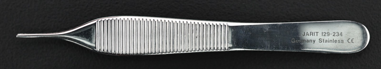 Jarit 129-234 Adson Forceps, 1×2 Teeth, 1.3mm Wide Jaw, Straight, 4-5/8″
