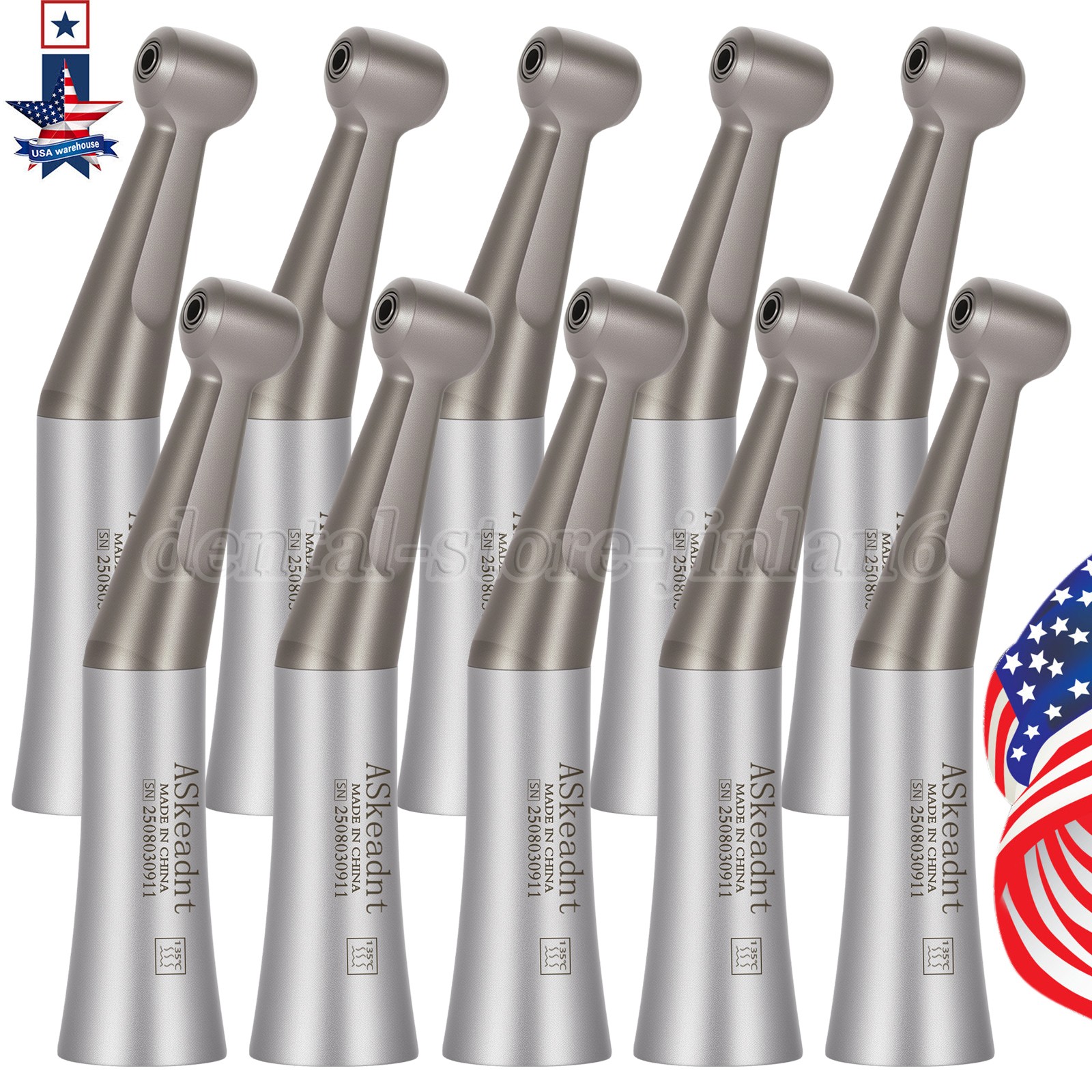 ASkeadnt Dental 1:1 Slow Low Speed Contra Angle Handpiece Push Button E-Type