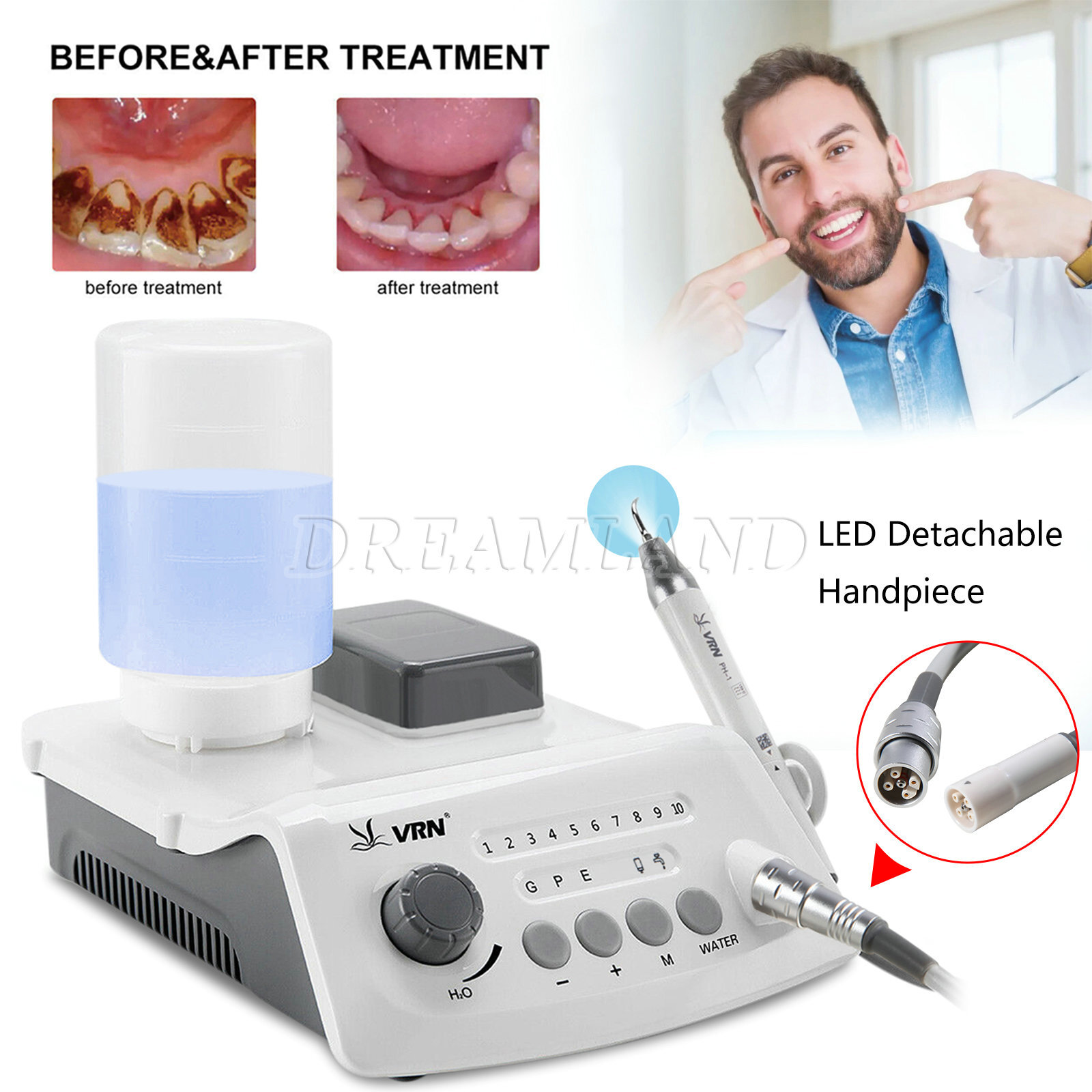 Dental Ultrasonic LED Scaler Cleaner Detachable Handpiece Fit EMS SKYSEA VRN