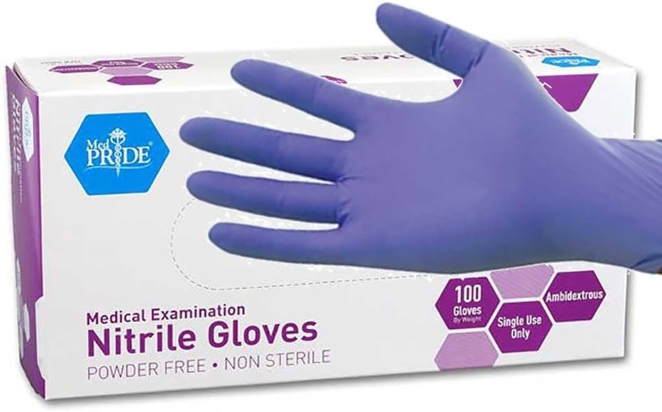 Iris Blue Nitrile Exam Gloves MedPride Medium 100 Box