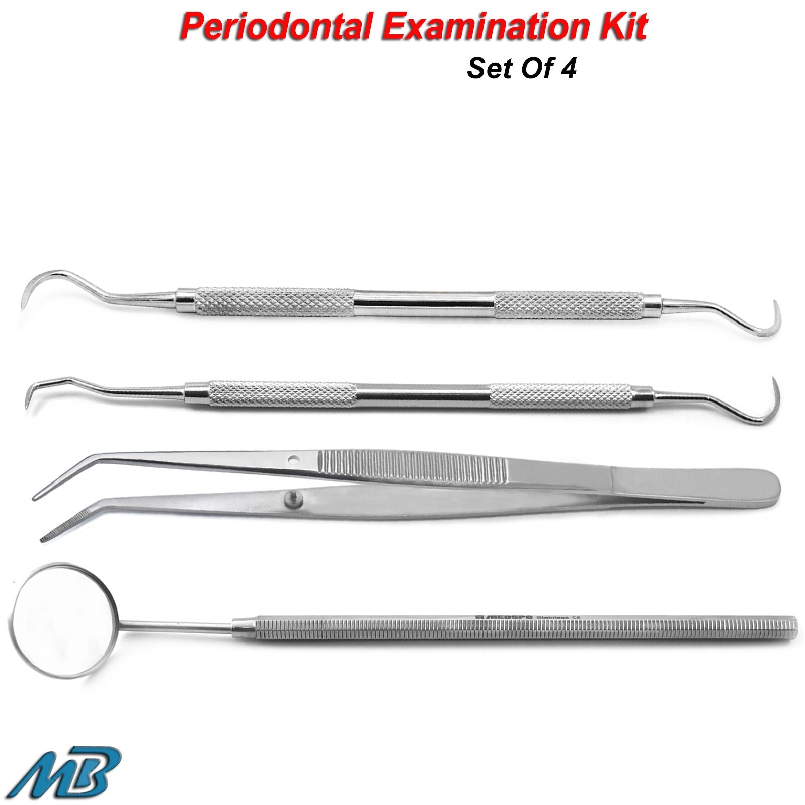 Basic Examination Kit Dental Hygiene Explorer Scaler Medical Cotton Tweezers