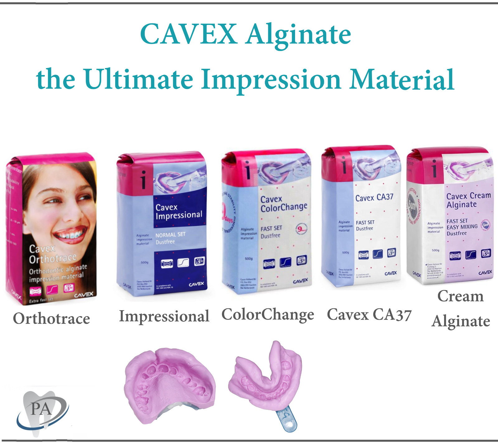 Dental VPS Cavex Cream Alginate, Cavex ColorChange, Cavex Orthotrace Cavex CA37