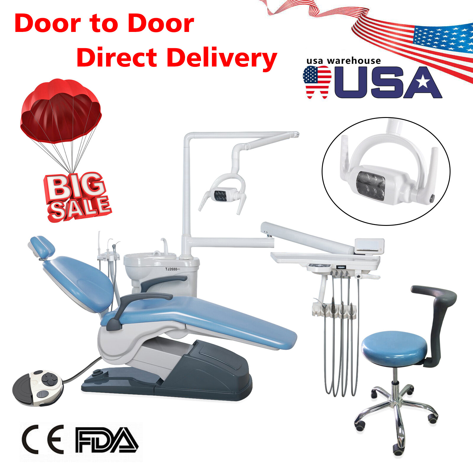 New Dental Dentistry Ergonomic Exam Chair Operatory Set-Up Package +Stool +DDS
