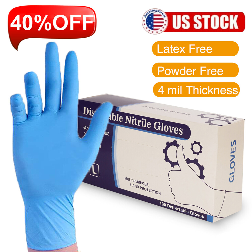 1000pcs Non-Latex Nitrile Exam Gloves Powder Latex Free 4 mil Rubber Clean M/L