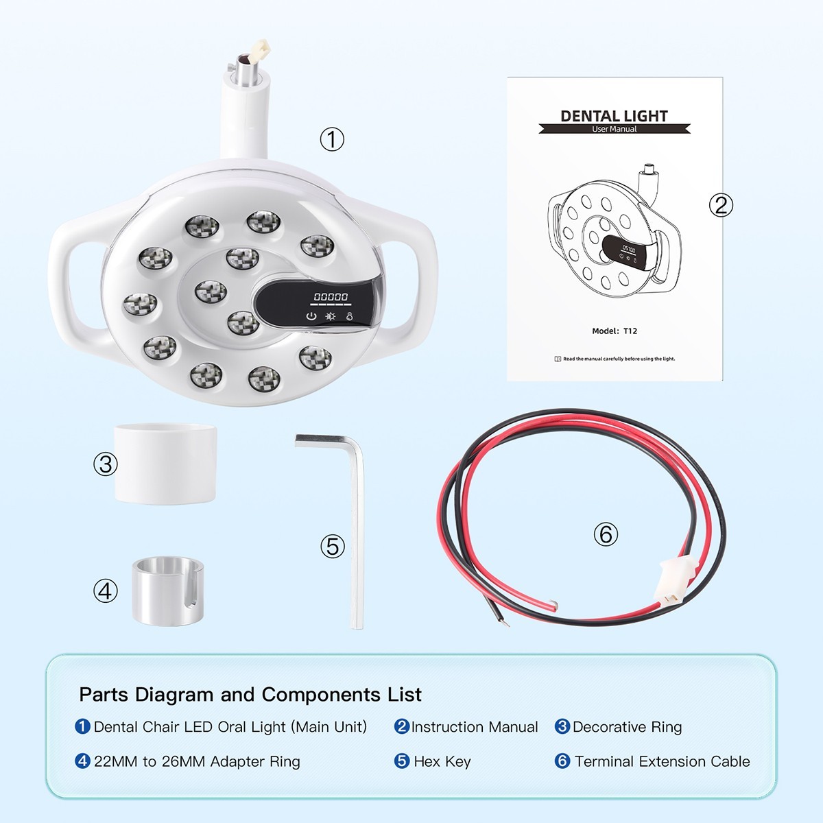 9W Dental 6 White LED Lamp Oral Light Ra90 Lamp For Unit Chair