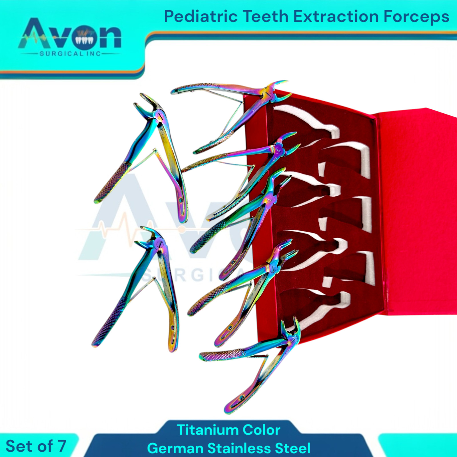 Set of 7 Pedo Forceps Tooth Extracting Kelin Pliers for Children – Rainbow