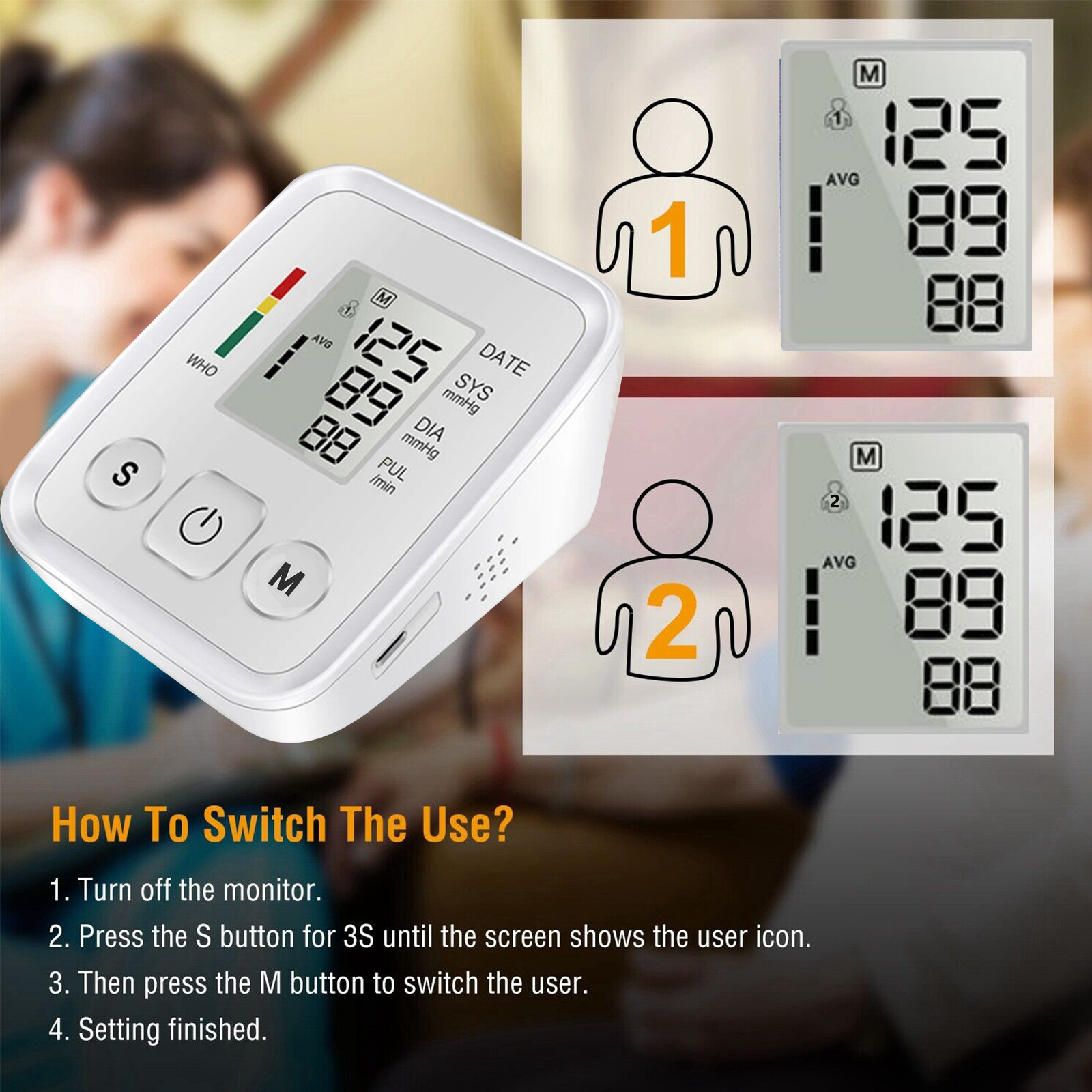 LCD Wrist Blood Pressure Monitor Digital Blood Pressure Monitor Rechargeable AAA
