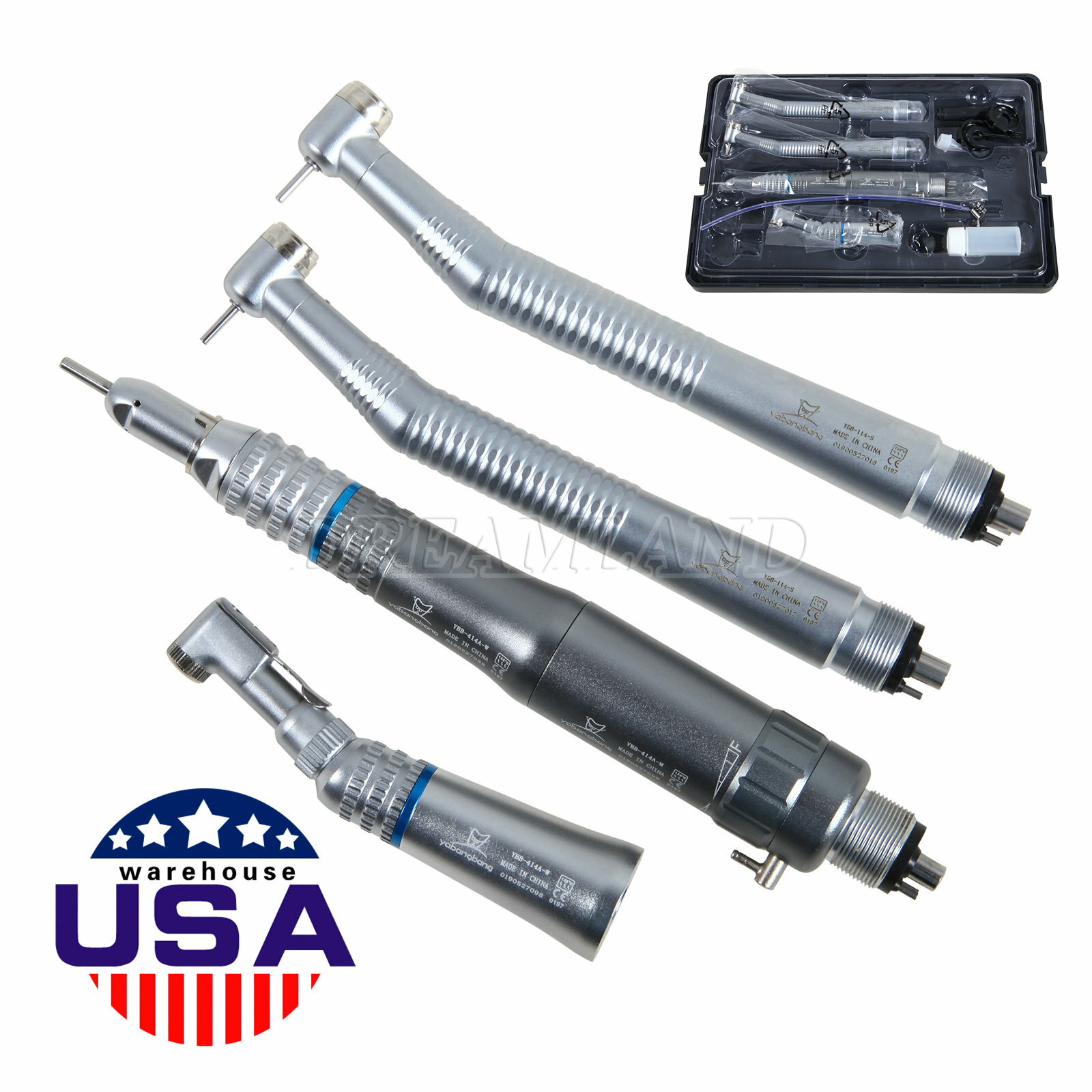 High Low Speed Handpiece Kit Contra Angle Air Motor Straight 4H NEW Dental