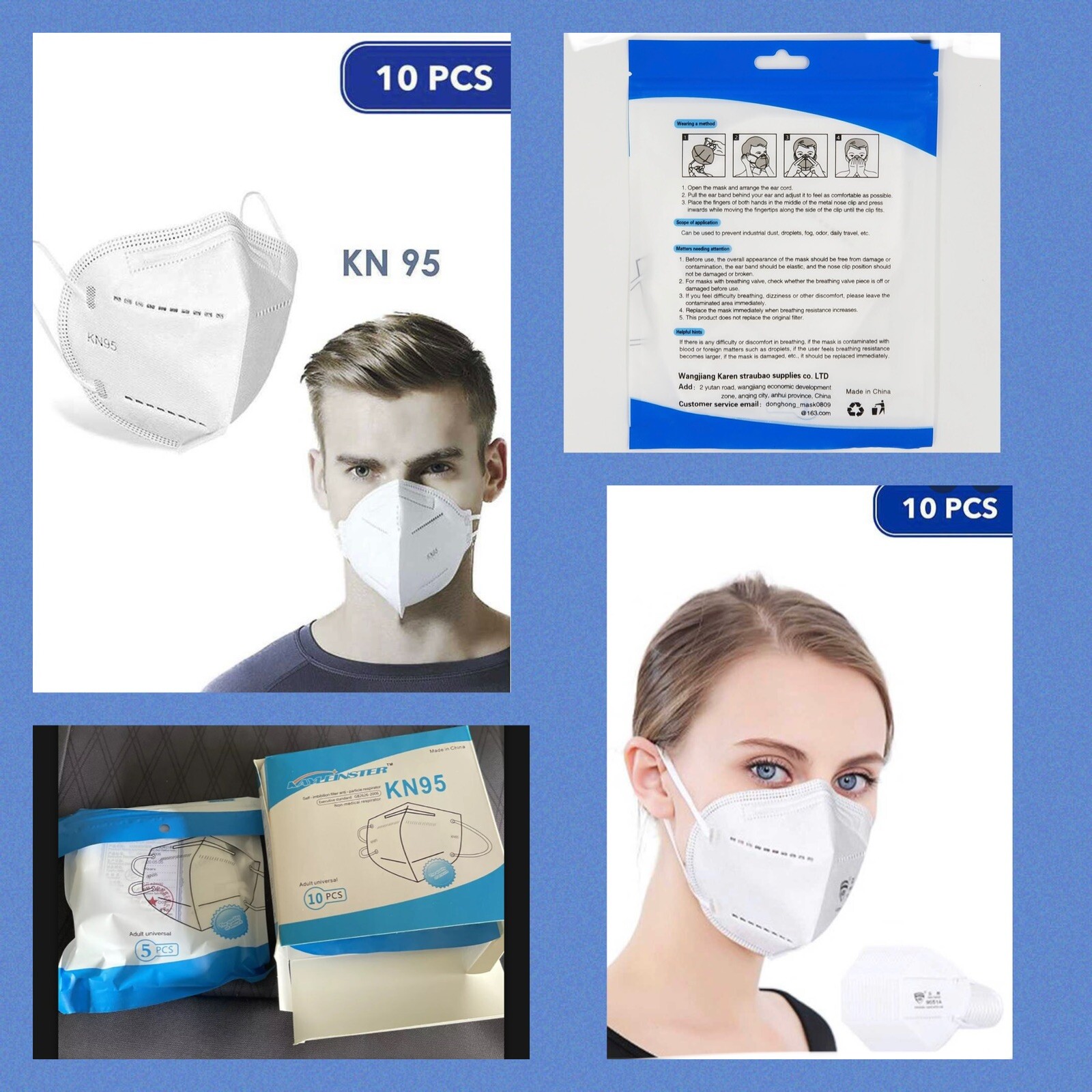KN95 Face Masks 10 Per Box Kayleinster Anti Particle Respirator PPE 3 Ply NEW!