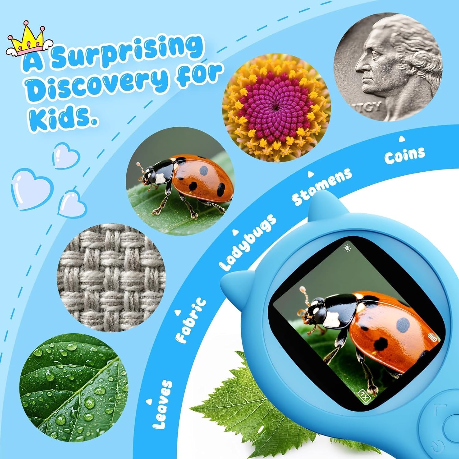 Travel-Friendly Kids’ Microscope – Capture Nature’s Wonders with 2-Inch Screen