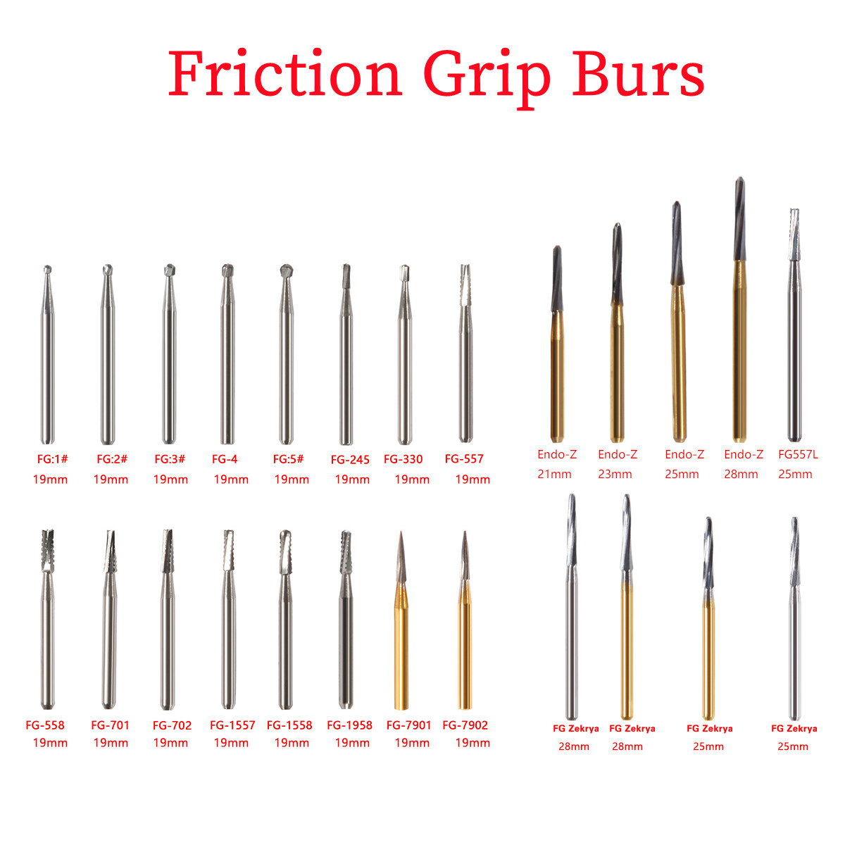 Dental Surgical/Regular 25mm/19mm Carbide Burs Friction Grip FG Pear Round Drill