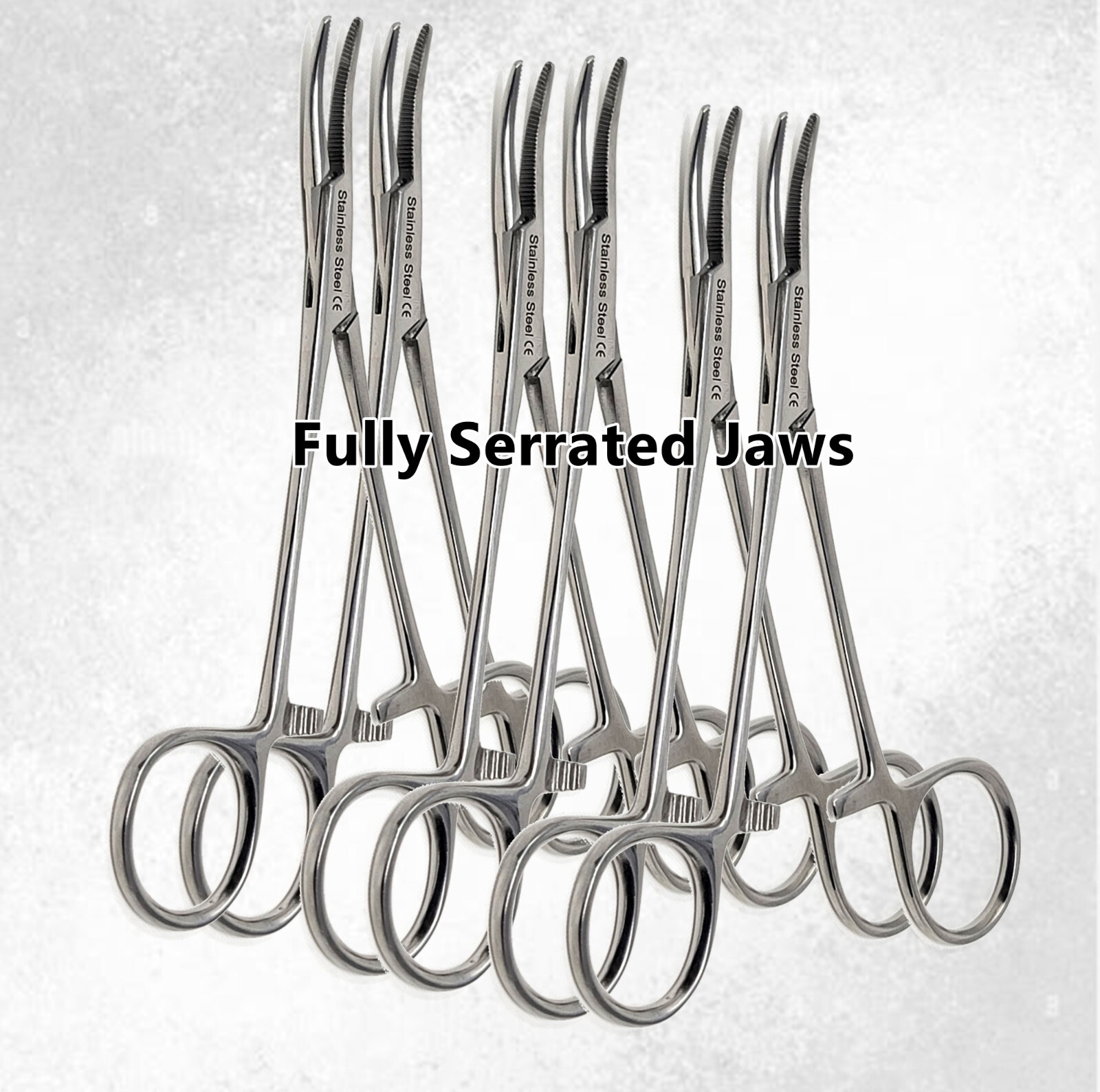 6x MOSQUITO HEMOSTAT LOCKING FORCEPS CURVED SERRATED JAWS STAINLESS STEEL CE 5″