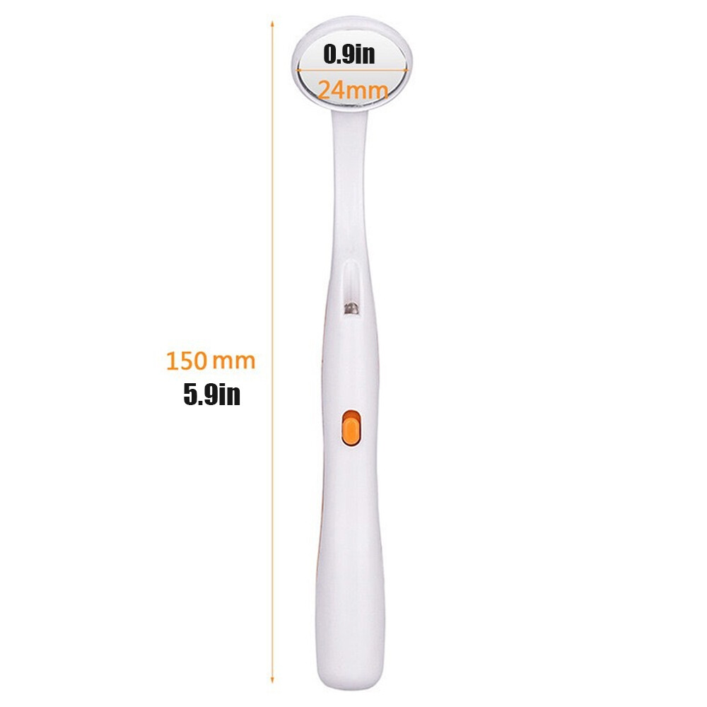Dental Mirror With Light Tool LED Light Teeth Inspection Mirror Anti Fog Orange