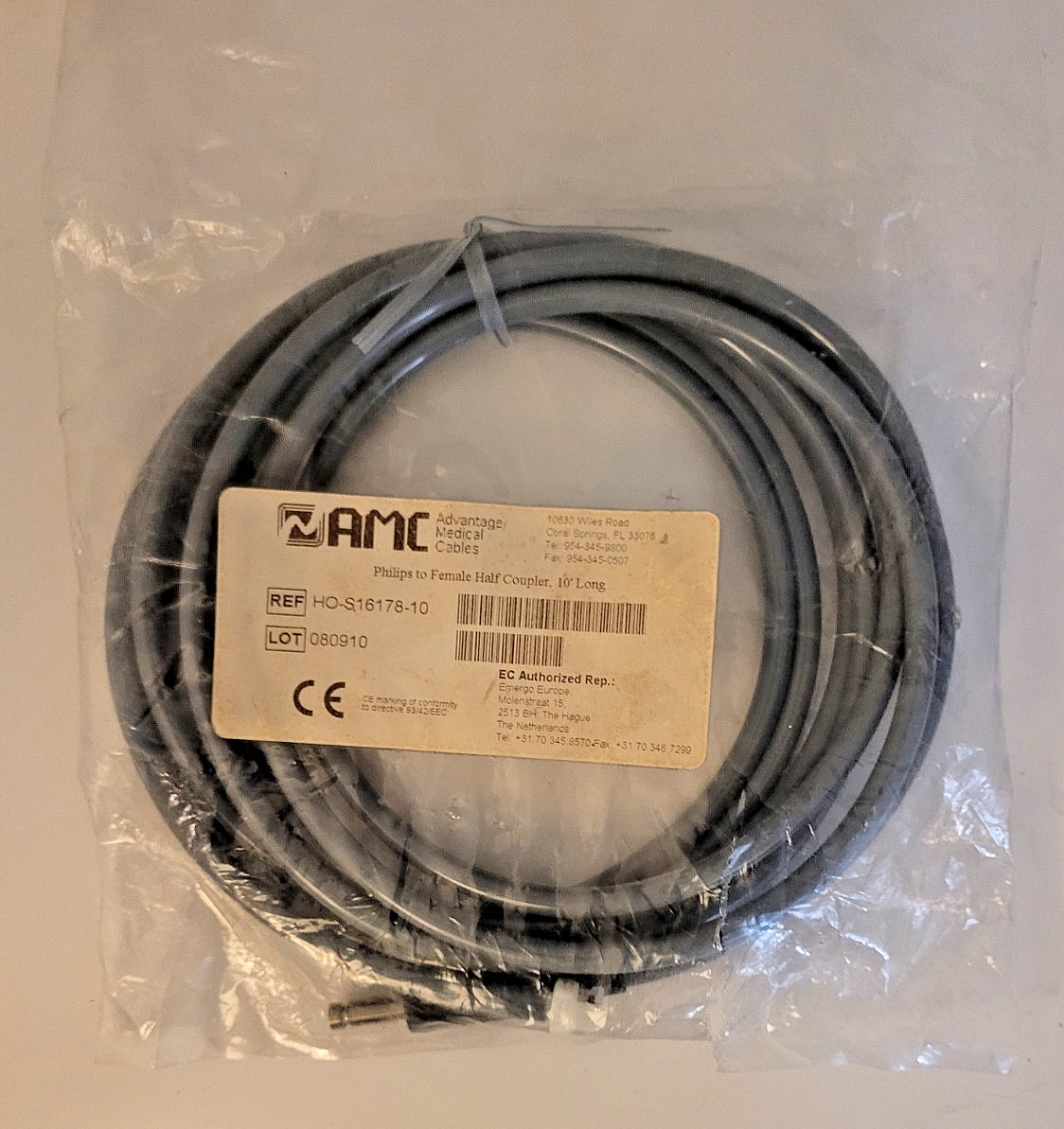 AMC HO-S16178-10 MEDICAL HOSE CABLE PHILIPS TO FEMALE HALF COUPLER 1 BRAND NEW