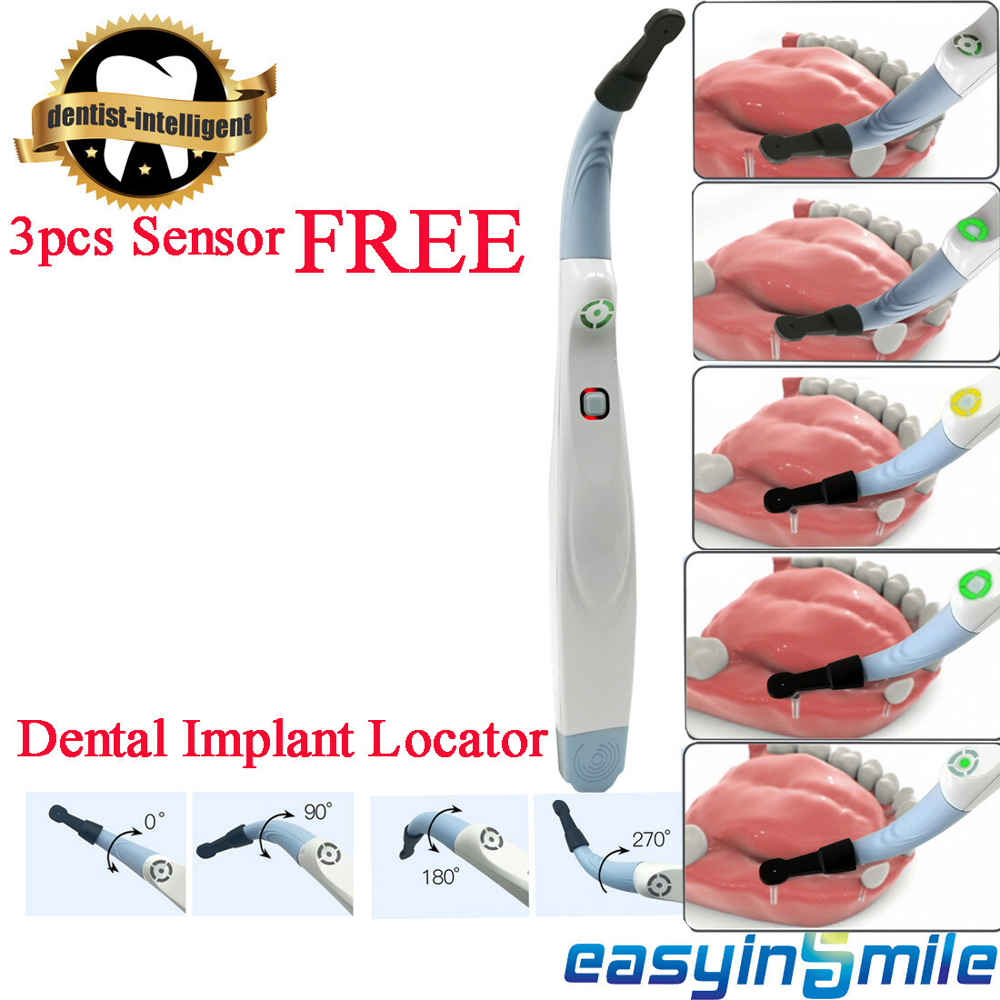 Dental Implant Locator 3D Smart Detector Spotter Finder &3Pc 270°Rotating Sensor