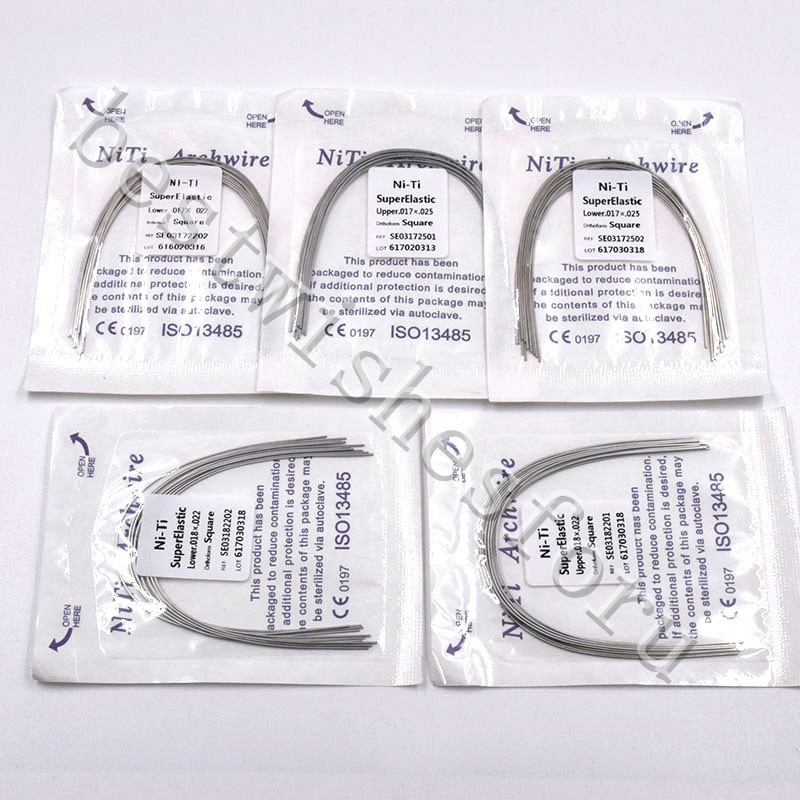 10 Pc Dental Elastic NITI Rectangular Arch Wire Natural Ovoid Square Upper/Lower