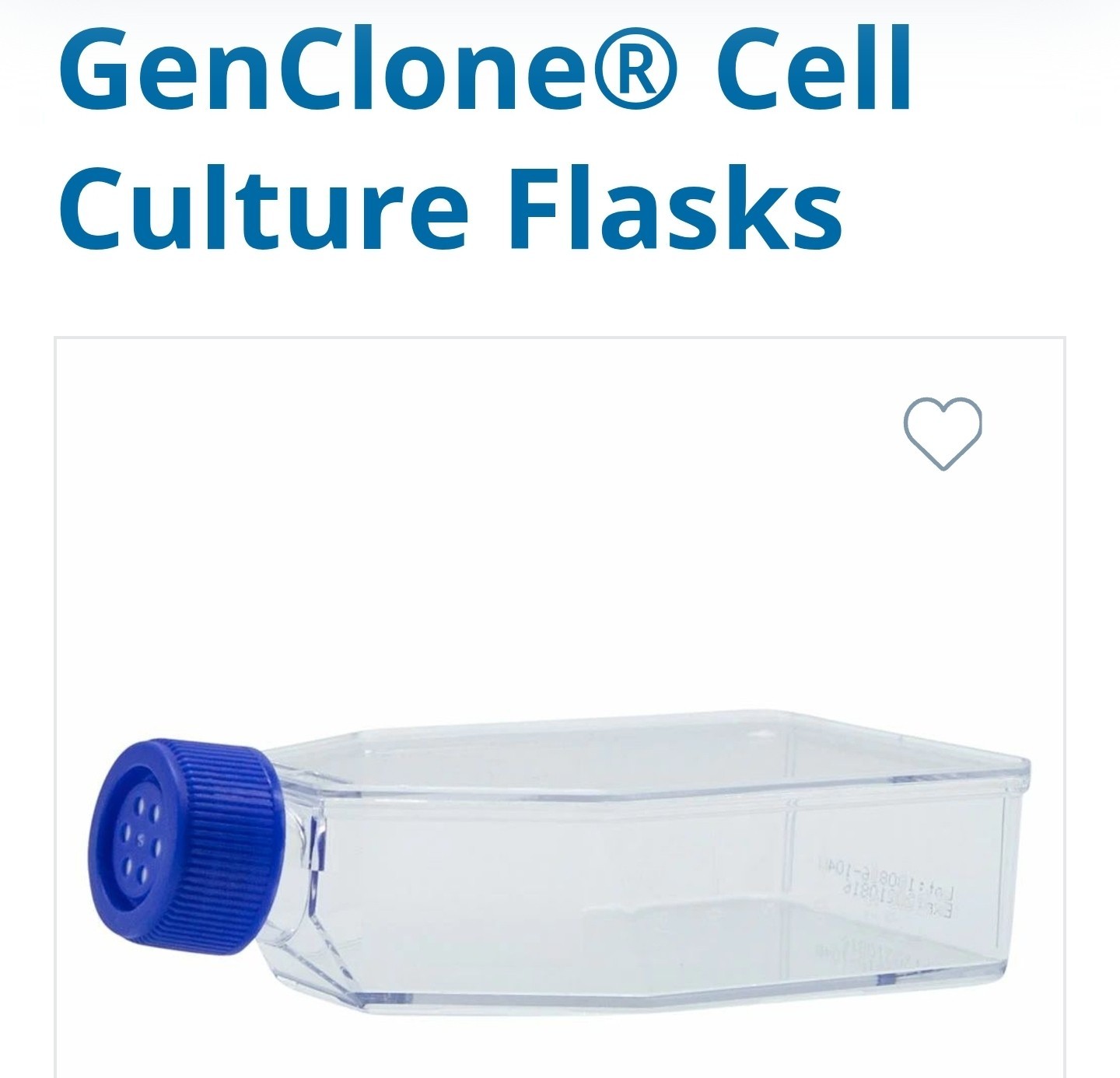 Genesee Scientific GenClone Tissue Culture Flask 25-209 Polystyrene 250ml 25/Box