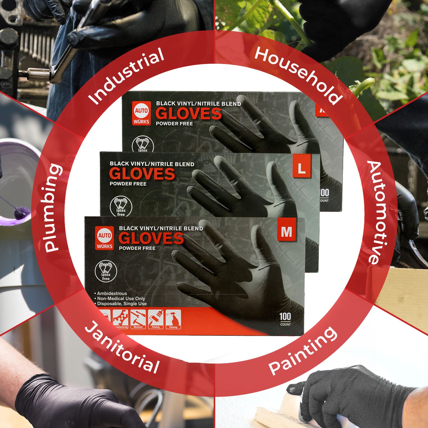 Nitrile Disposable Gloves Powder and Latex Free Food Grade Medium Box of 100