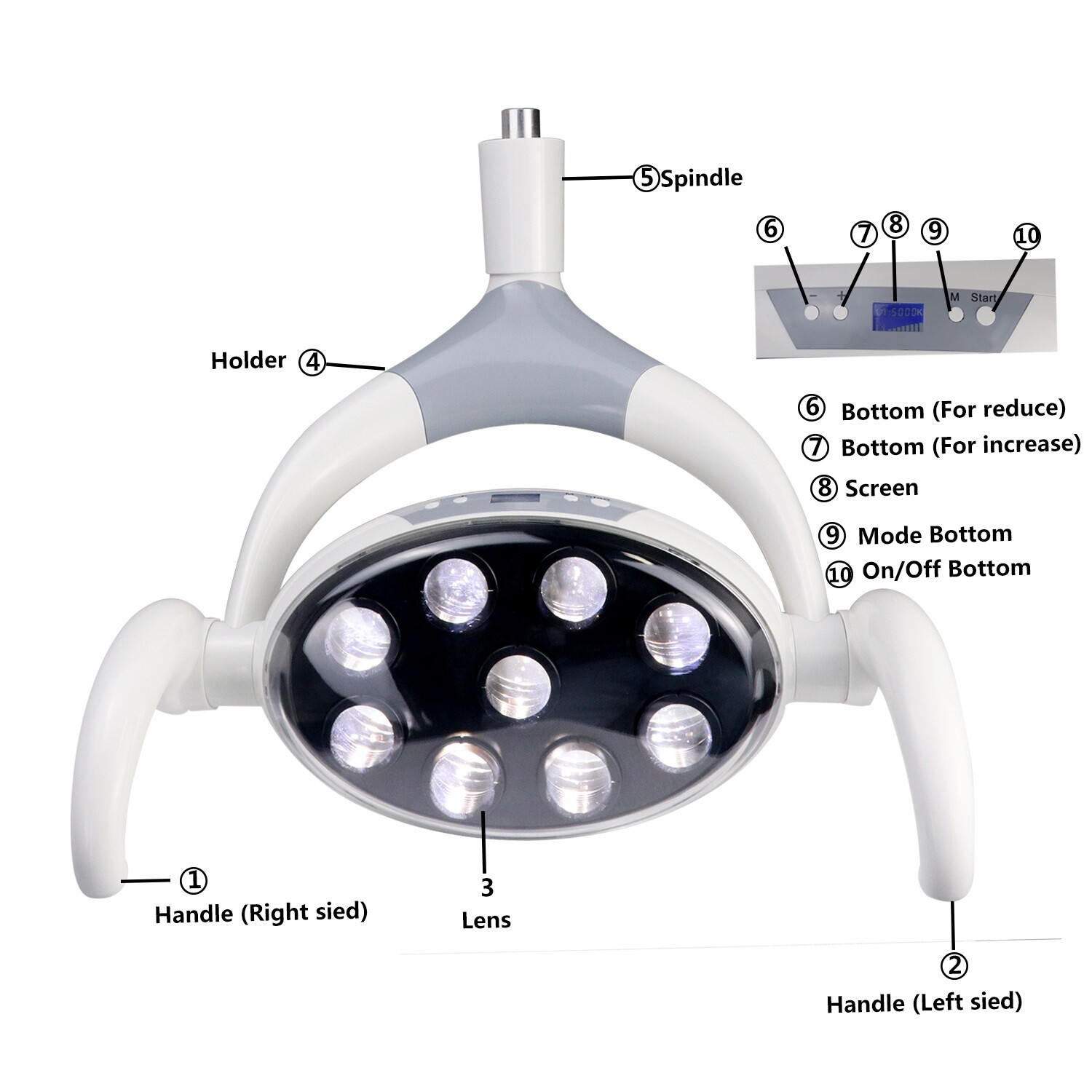 Floor Standing 9 LEDs Dental Oral Lamp Exam Light with Sensor Color Temperature