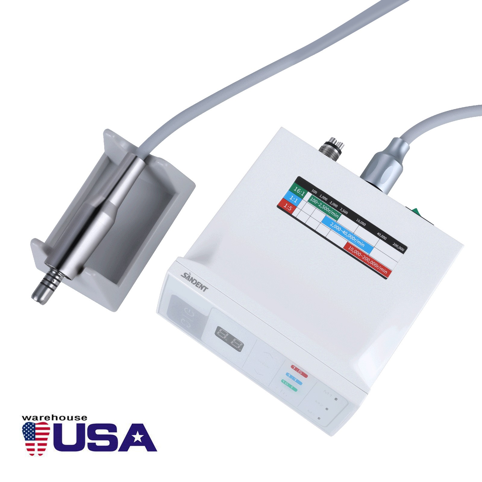 Burr Dental High Speed Fiber Optic Led Handpiece Push 3spray 2H Dentist USA