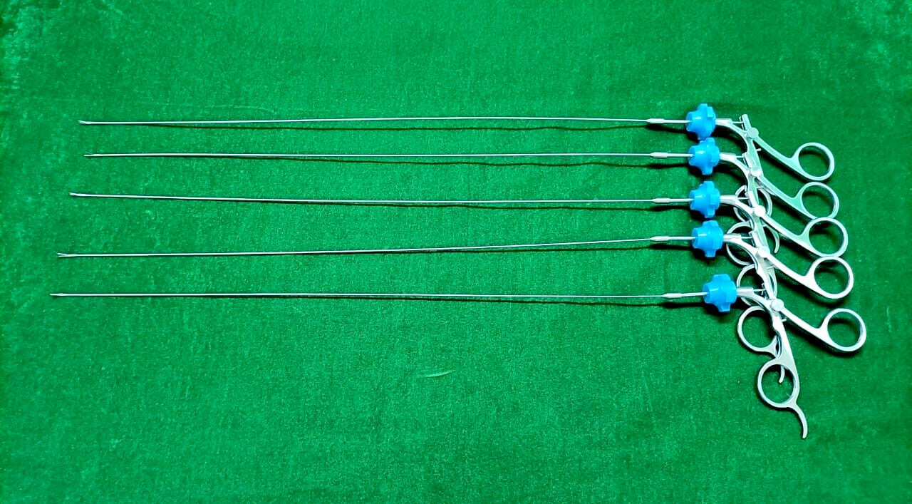 5pc Hysteroscopy Urology Semi Rigid Scissor 5FR Blue Rotar Reusable Instruments