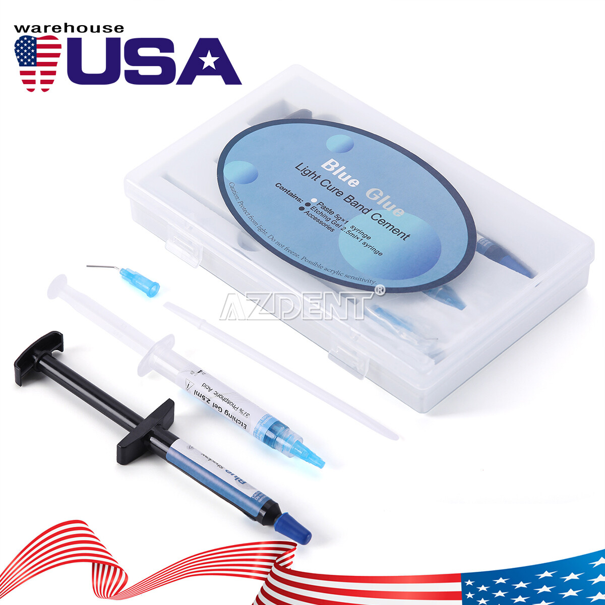 Dental Orthodontic Cure Light Composite Resin Adhesive Blue Glue Kit