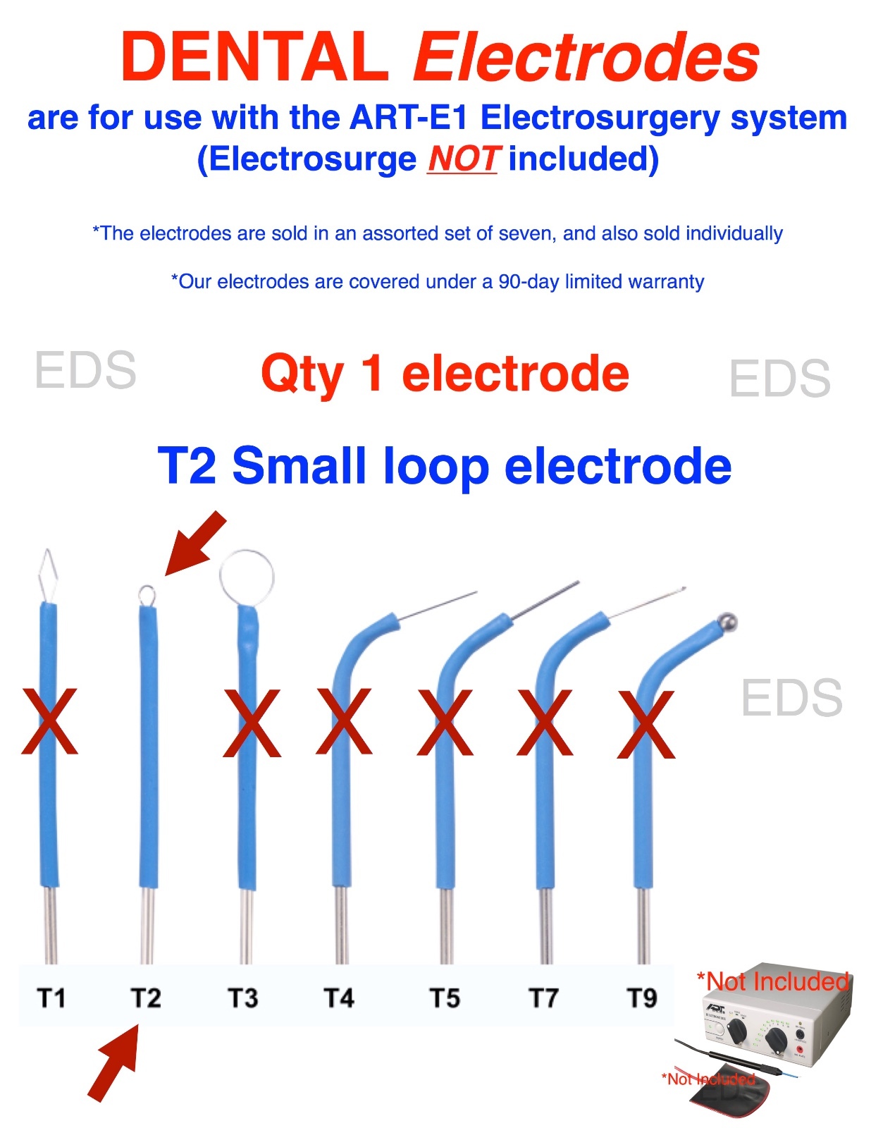 Bonart 1 ( T2 ) DENTAL Electrode – use with the ART-E1 Electrosurgery system