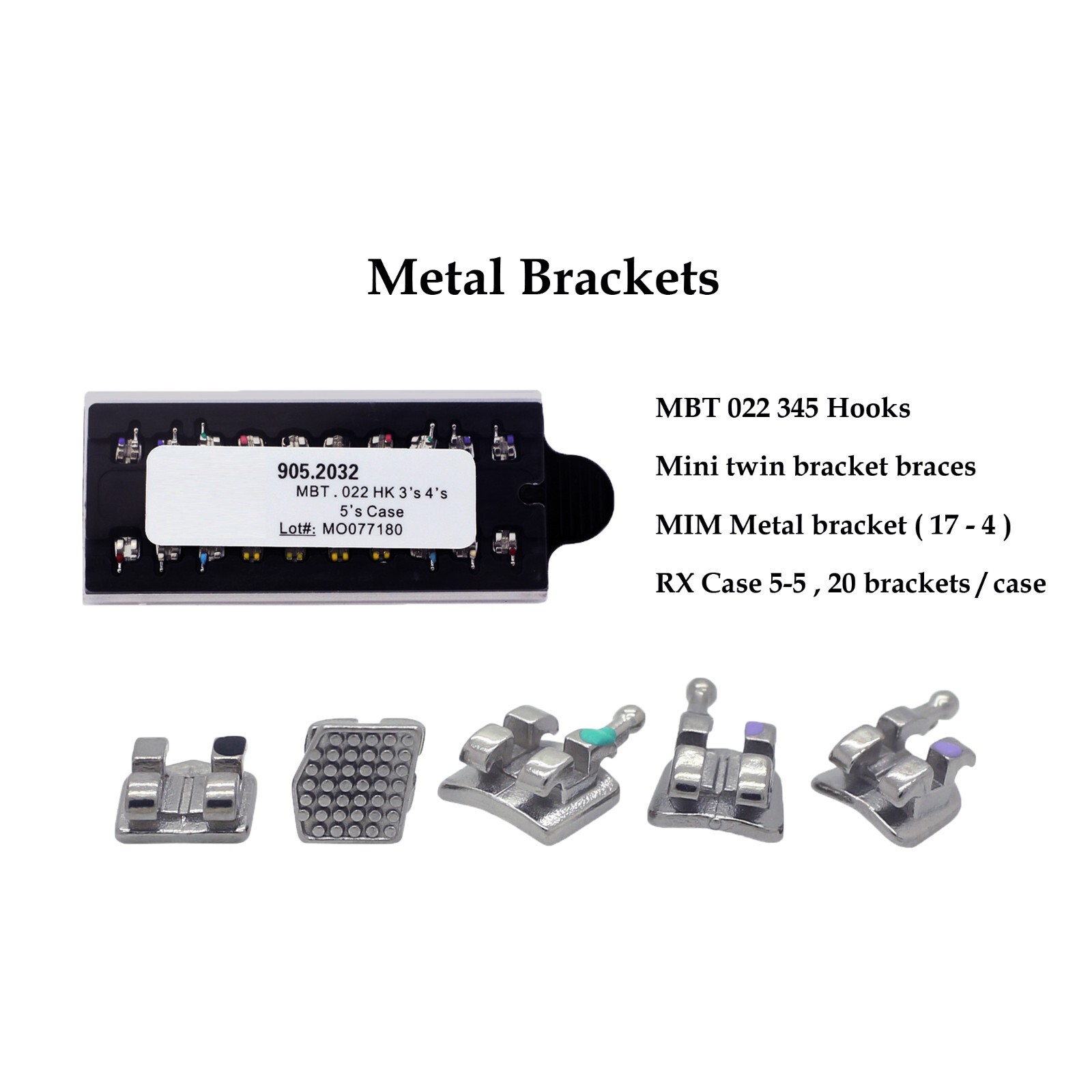 10 sets Dental Orthodontic Brackets Braces Mini MBT 022 345 with Hooks Metal MIM