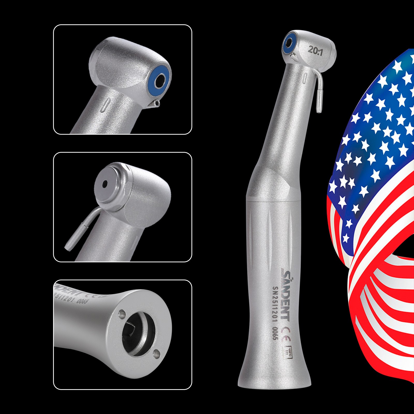 Dental Implant 20:1 Reduction Low Speed Contra Angle Handpiece Fit NSK E-type