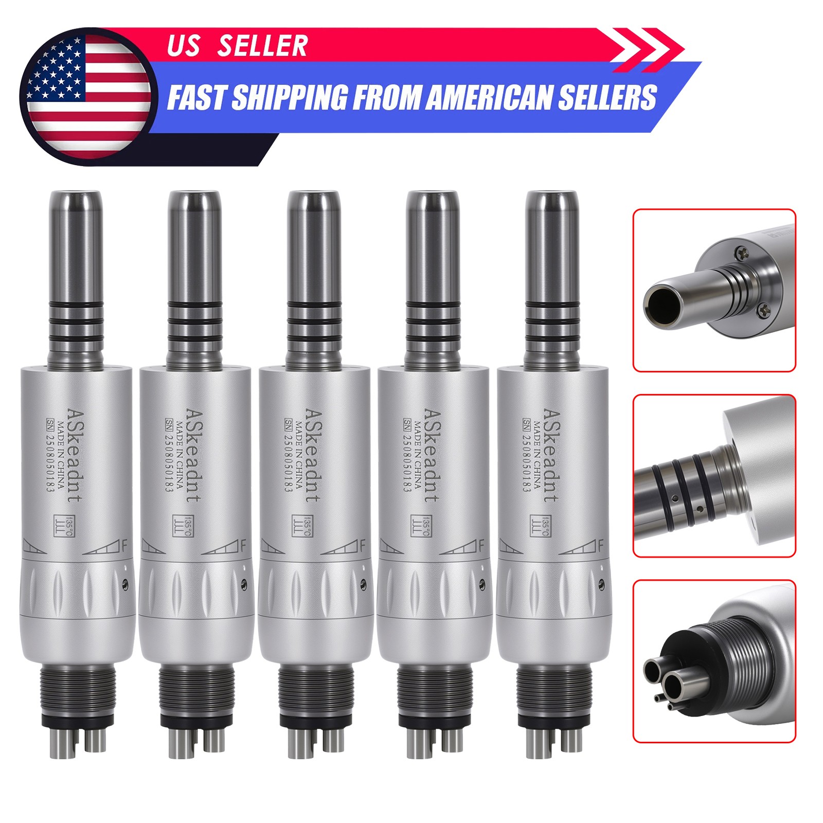 5*ASkeadnt Dental Inner Channel Slow Low Speed Air Motor Handpiece 4 H E-type