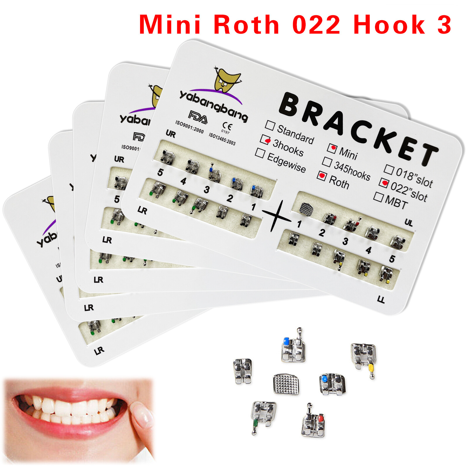 10-100 Packs Dental Orthodontic Brackets Braces Mini Roth .022 Hooks 3