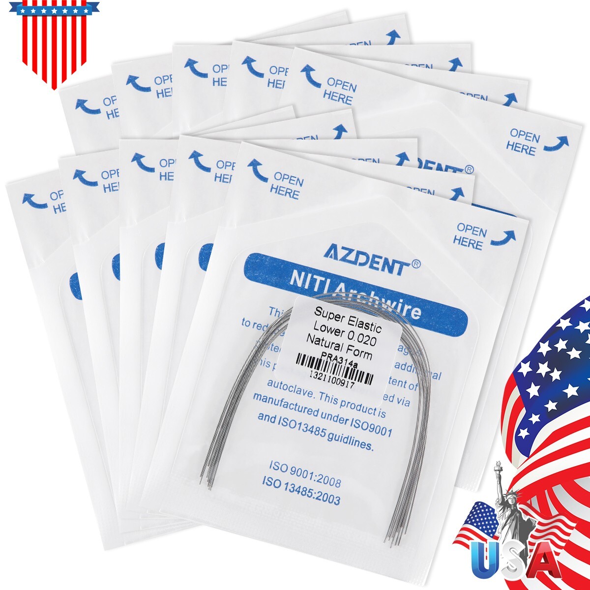 10pcs AZDENT Dental Ortho Arch Wire Super Elastic NiTi Ovoid Round Rectangular