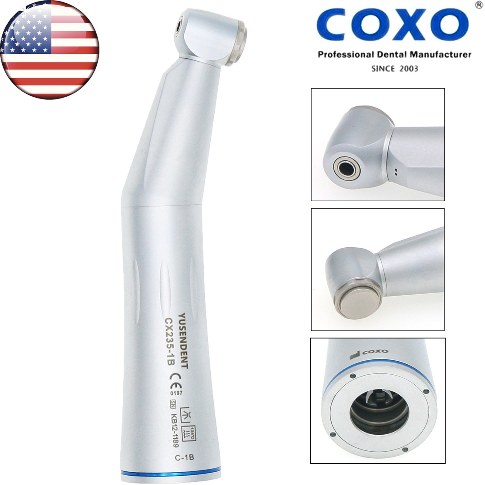 US COXO Dental Contra Angle Straight Handpiece Slow Speed Air Motor 4 Holes NSK