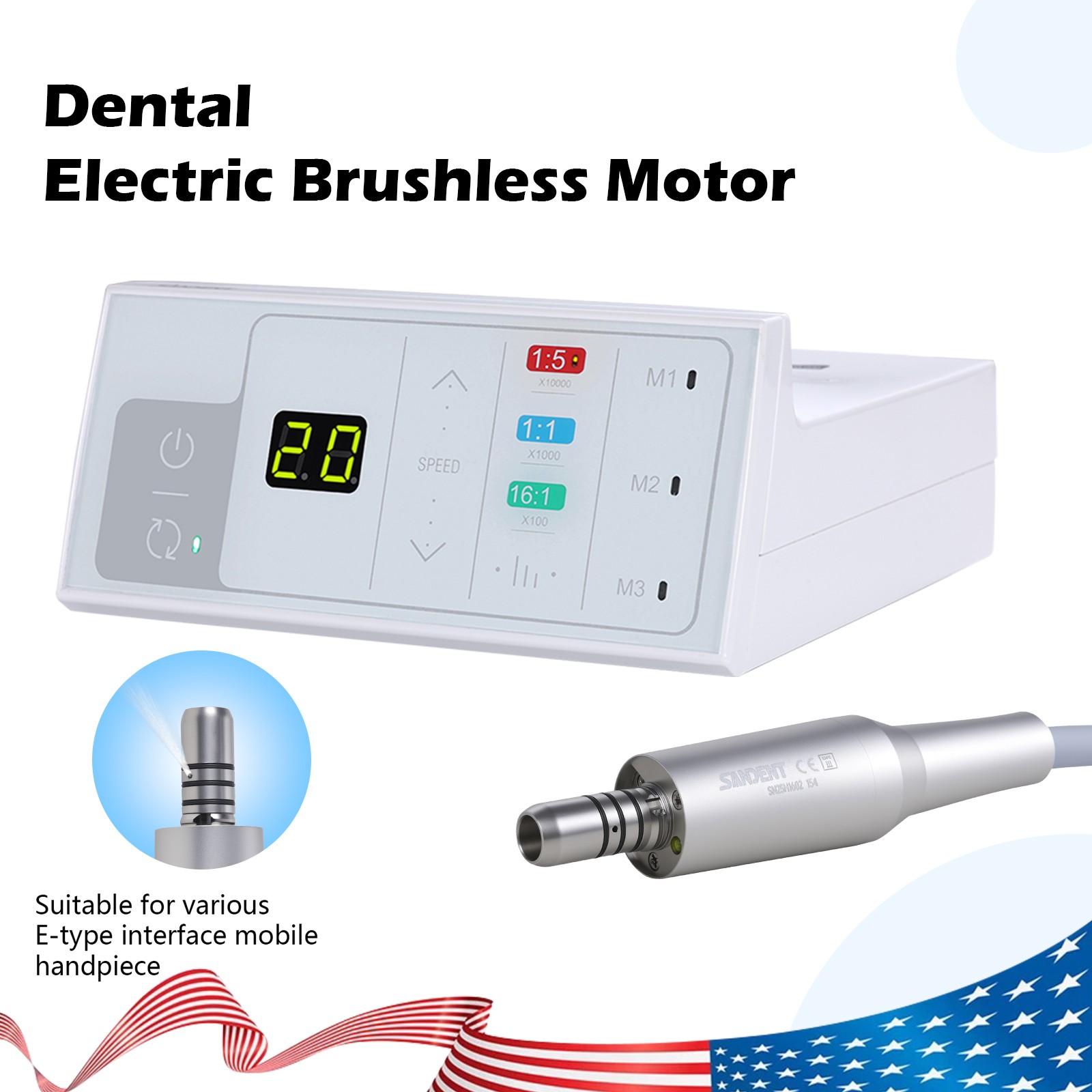 Dental Electric Handpiece Micro Motor System LED Brushless Built-in 1:1 1:5 16:1