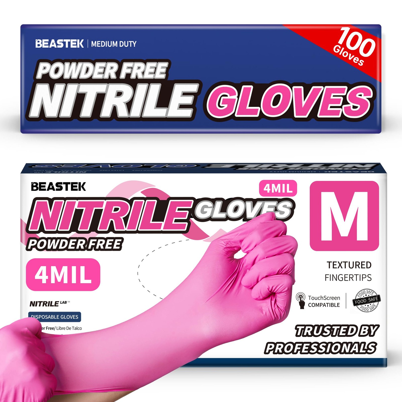Nitrile Exam Gloves, 4 Mil 100 Pcs PowderFree LatexFree Medical Cooking FoodS…