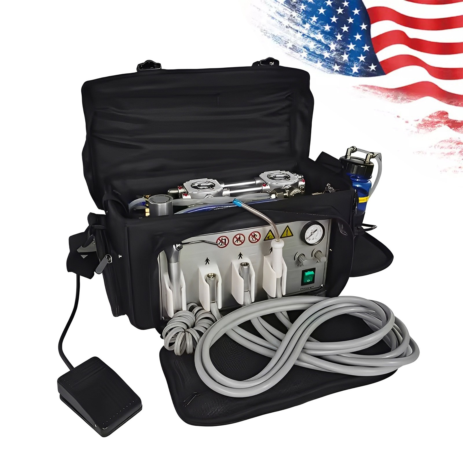 Portable Dental Delivery Unit Bag Mobile Air Compressor Suction System 4 Holes
