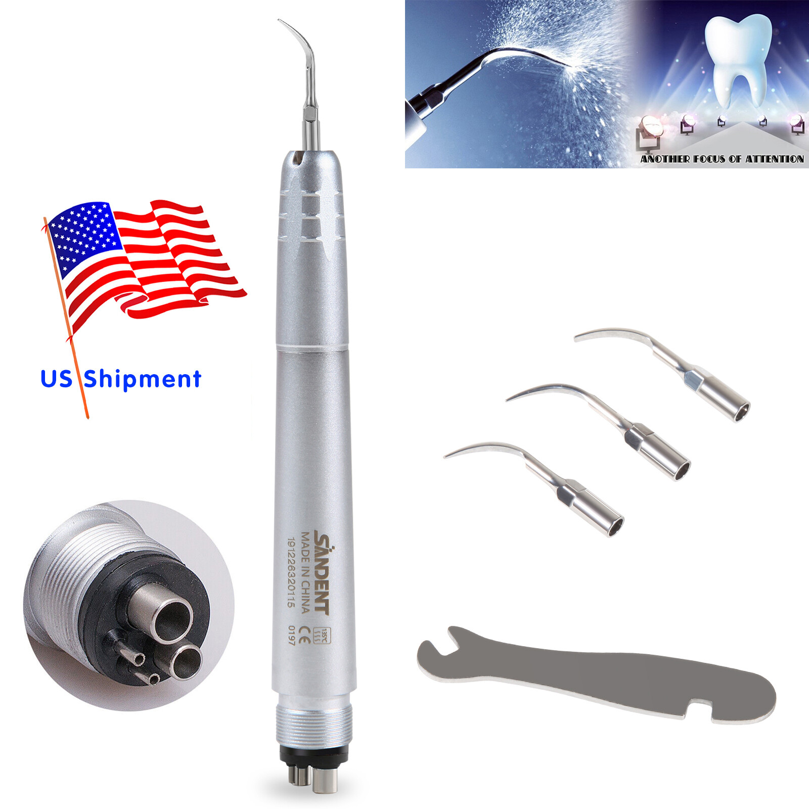 NSK Style Dental Air Scaler Handpiece Fit NSK 4 holes 3Tips G1,G2,G4 Super Sonic