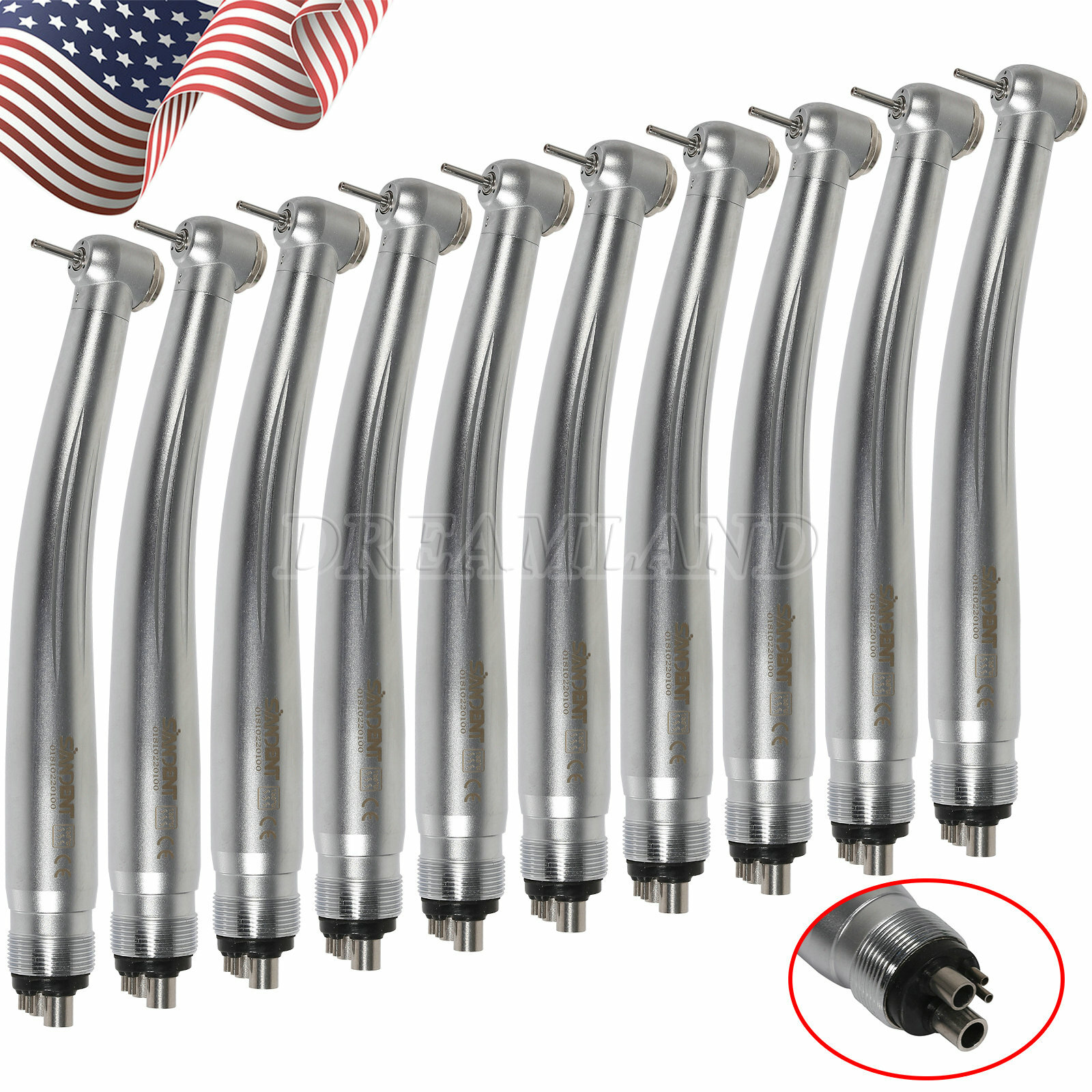 10pcs SANDENT NSK PANA MAX Style Dental High Speed Handpiece Push 4 Hole / Rotor