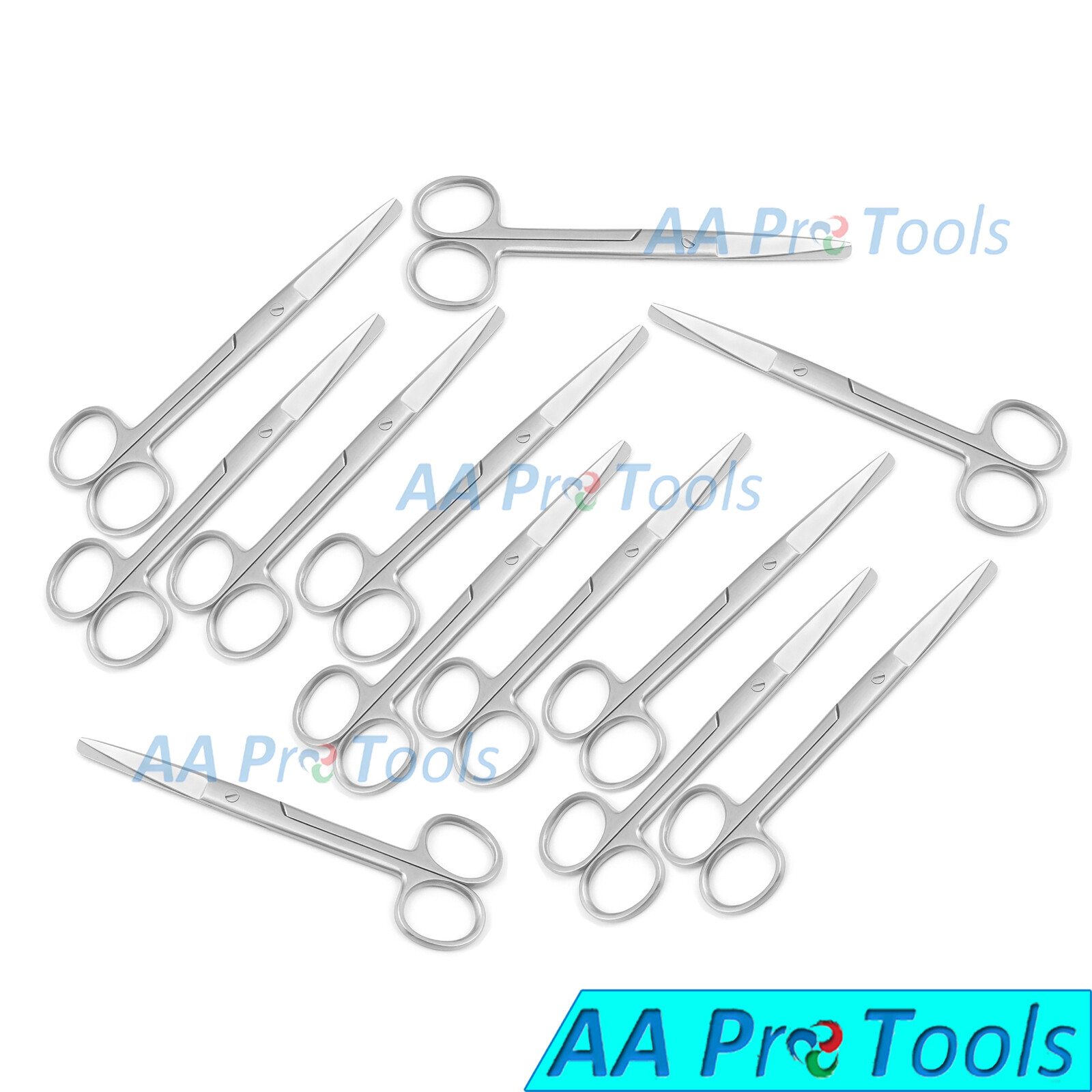 12 Pcs O.R Grade Dressing Scissors Medical 5.5″ (Sharp/Blunt Blades) Straight SS
