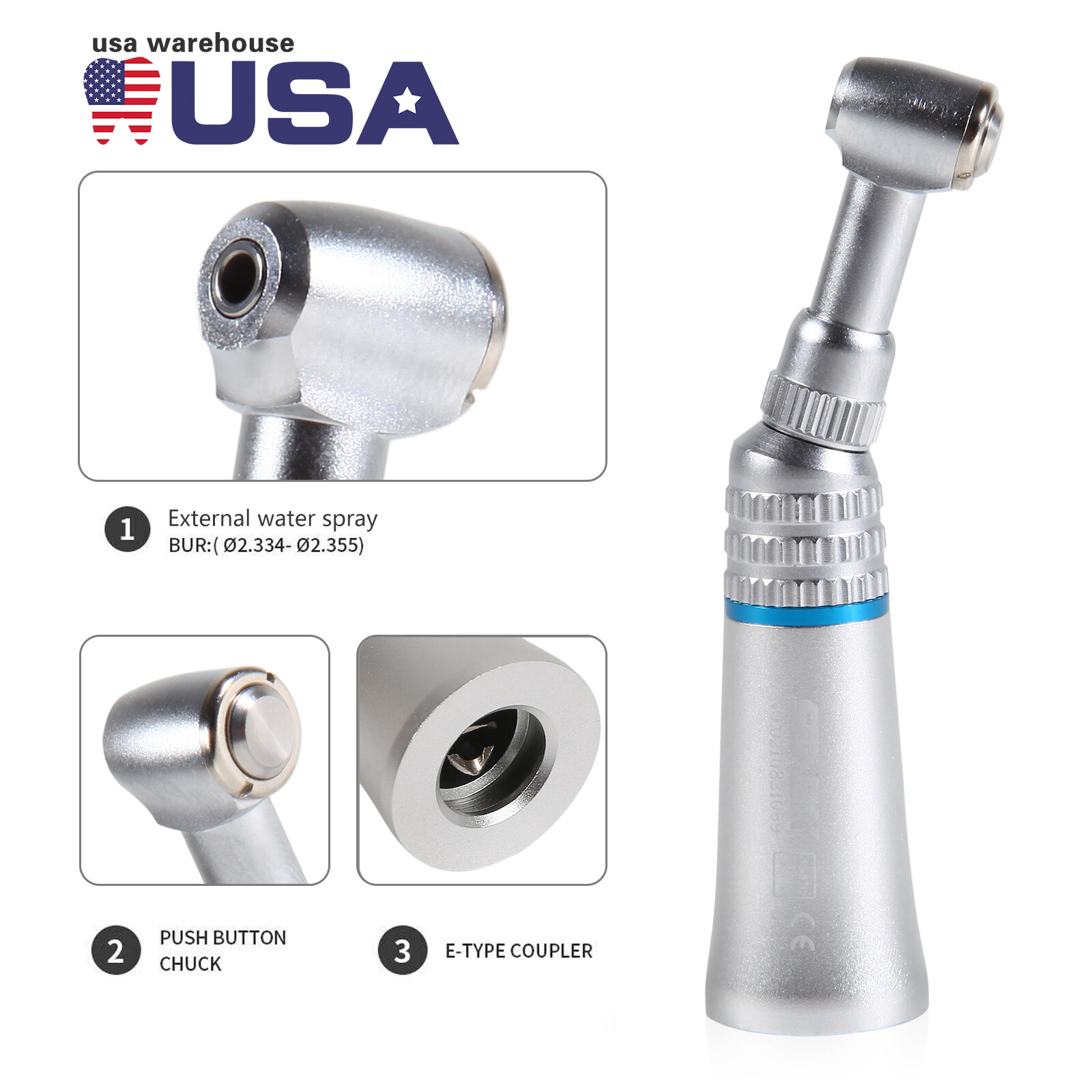 1-10 Dental Low Speed Push Button Contra Angle Straight Air Motor /Kit 2/4H PAD