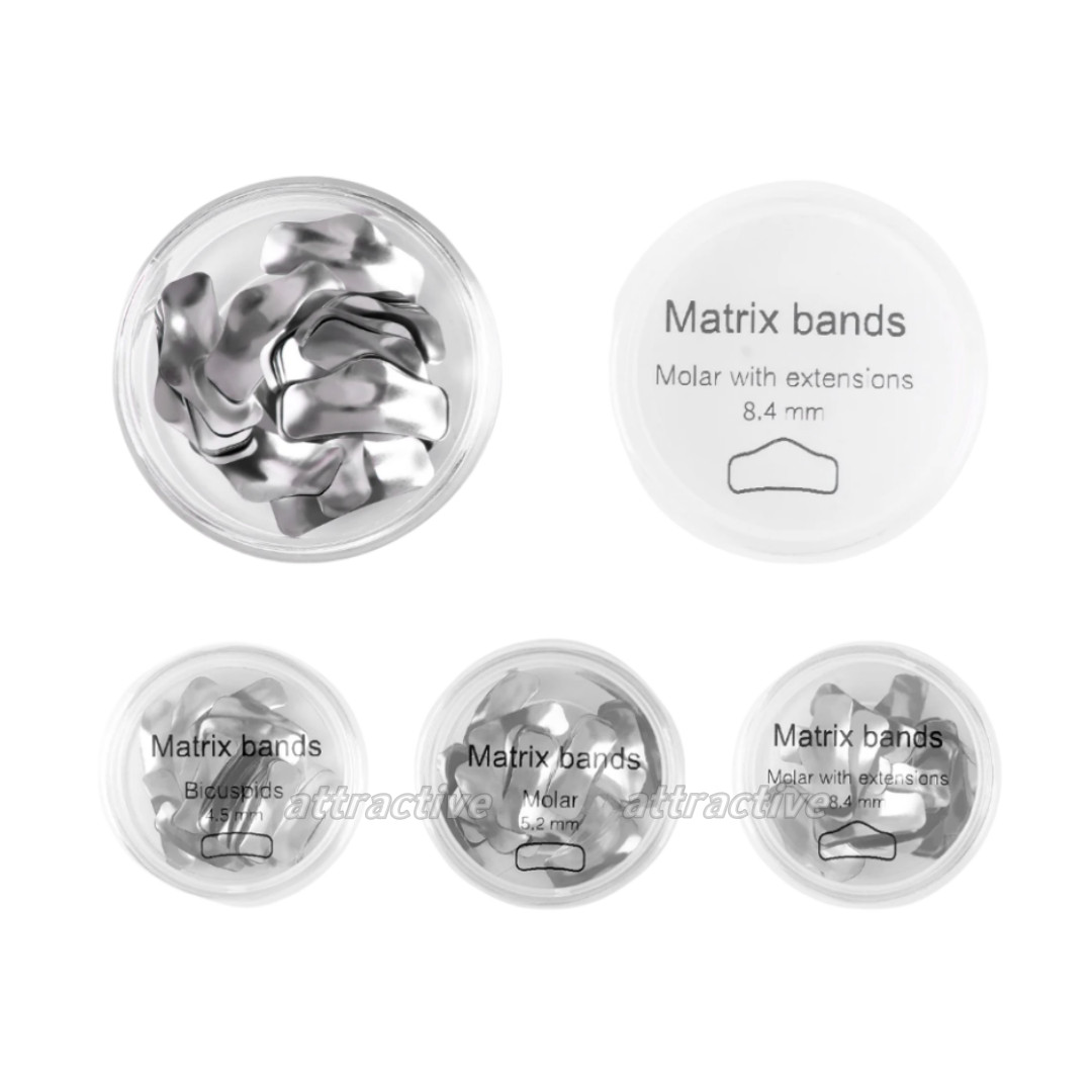 50Pcs/Box Dental Metal Matrices Sectional Contoured Matrix Refill Forming Sheets